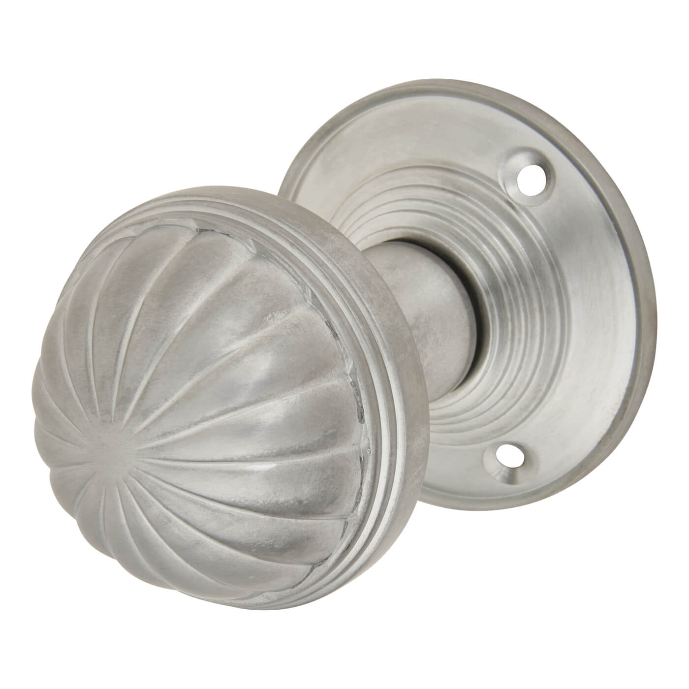 Satin Chrome Fluted Mortice Door Knob - 65mm Rose Diameter - view 2