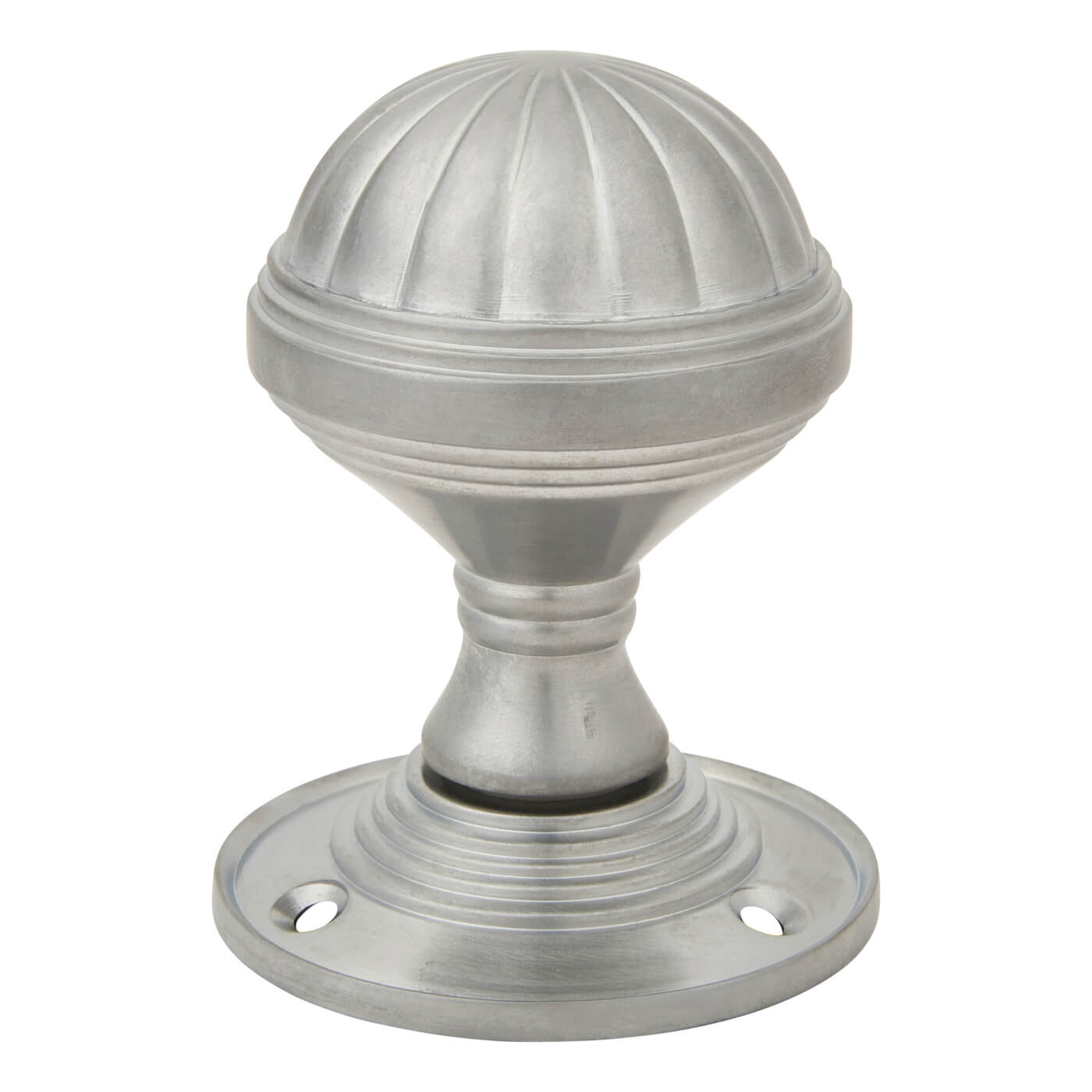 Satin Chrome Fluted Mortice Door Knob - 65mm Rose Diameter - view 3