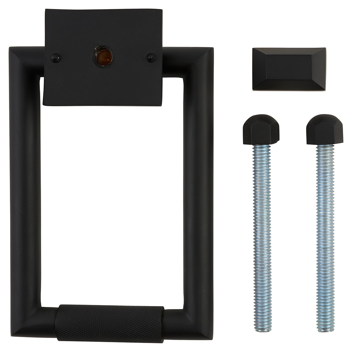 Rectangular Knurled Door Knocker - Matt Black - 145 x 100mm - view 3