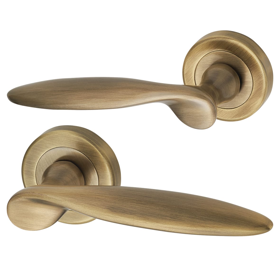 Antique Brass 3 Lever Sashlock Door Handles on Rose Pack - Lancaster Range - view 2