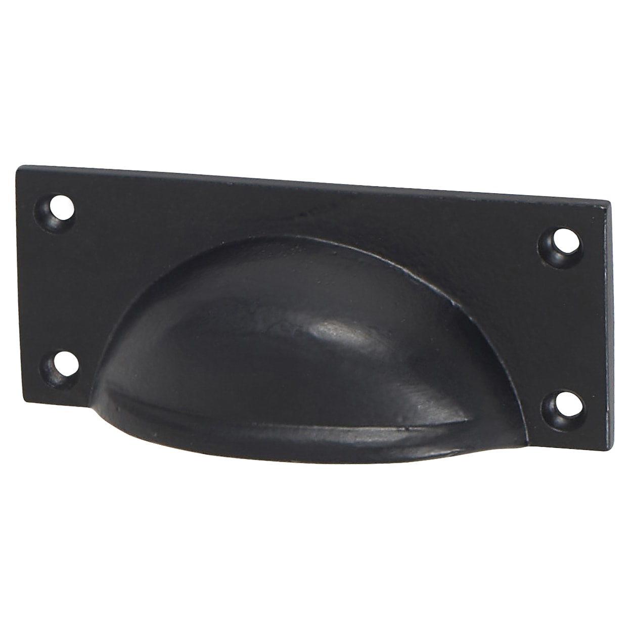 Square Cabinet Cup Handle - 84mm Centres - Black Iron - view 2
