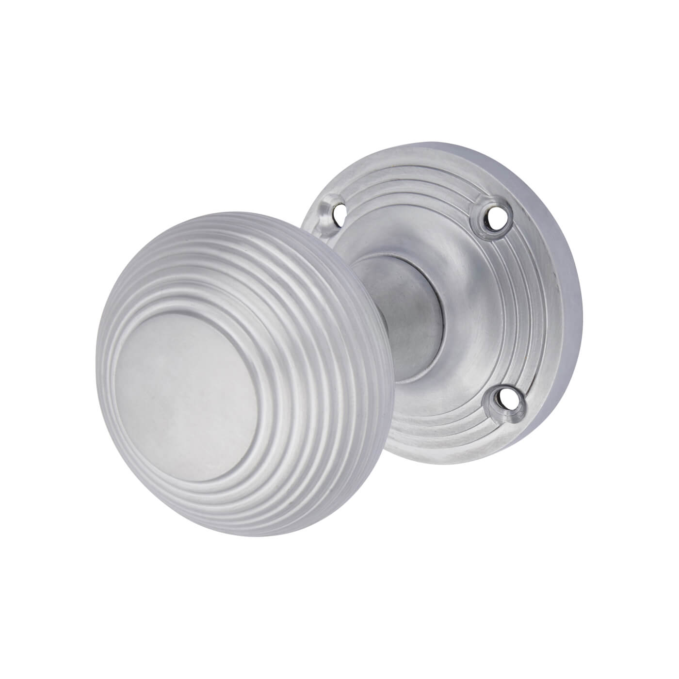 Satin Chrome Beehive Mortice Door Knob - 60mm Rose Diameter - view 2