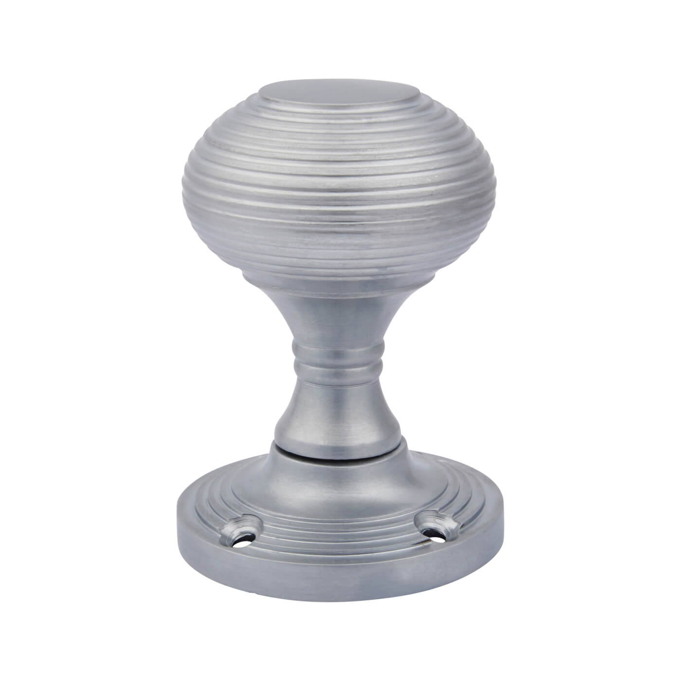 Satin Chrome Beehive Mortice Door Knob - 60mm Rose Diameter - view 3