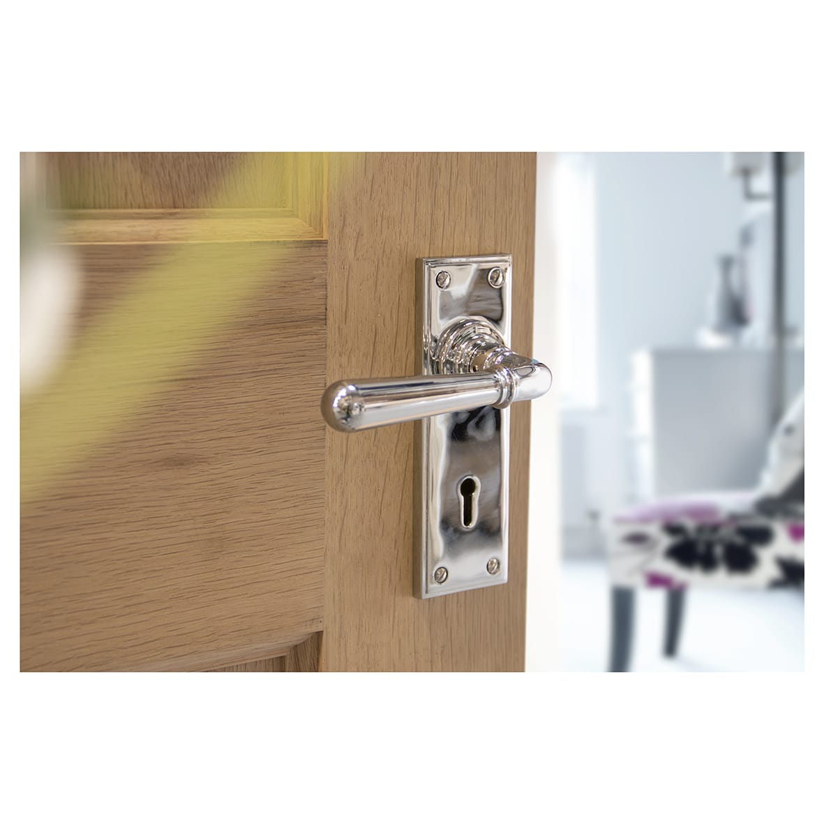 Polished Nickel Keyhole Door Handles - Newbury Range - 152 x 50mm - view 2