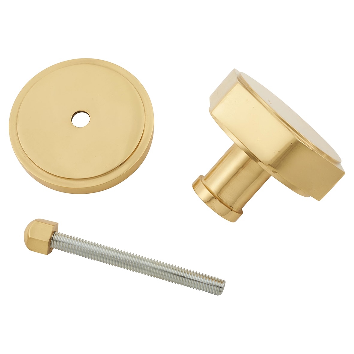 Polished Brass Hexagonal Centre Door Knob - 80mm Rose Diameter - view 3