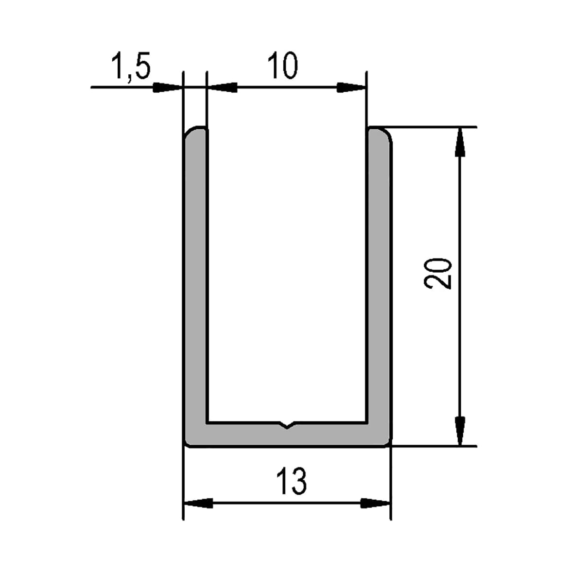 2500mm U Channel - 6-8mm Glass Shower Doors & Panels - Black - view 2