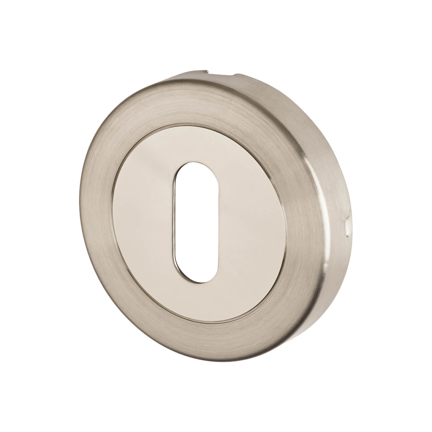 Duo Escutcheon - 53mm Diameter - Keyhole - Satin/Polished Stainless Steel - view 2