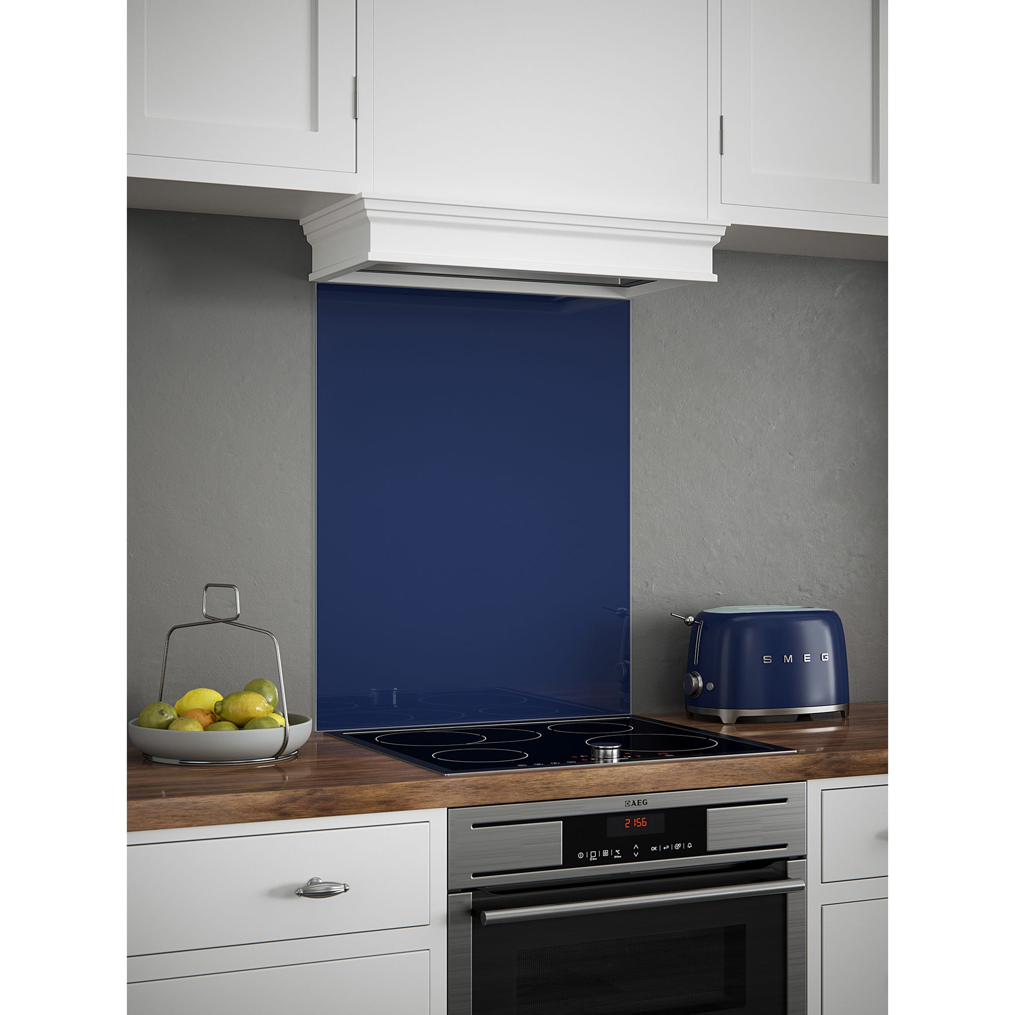 Self Adhesive Glass Kitchen Splashback - 750 x 600mm - Midnight Blue - view 2