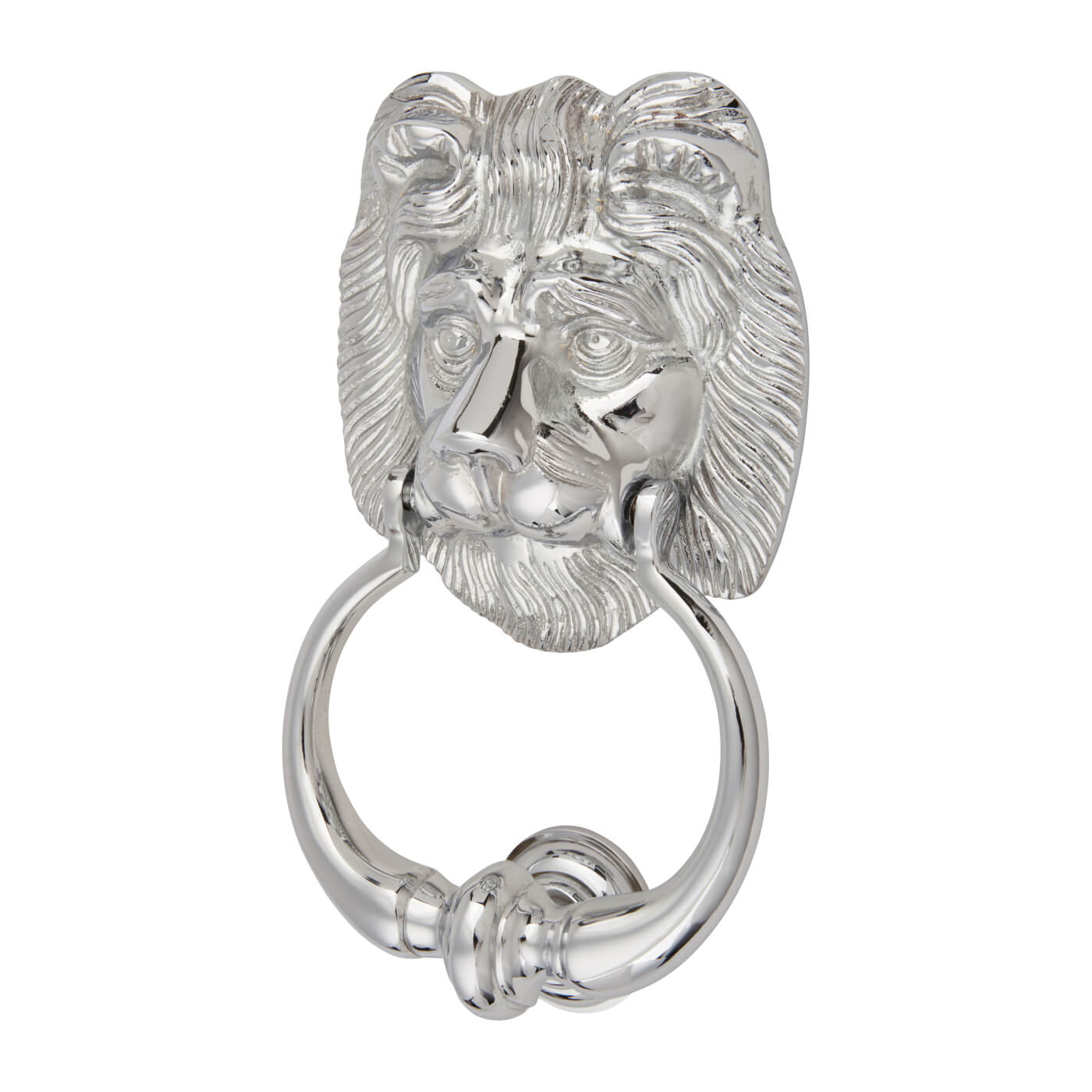 Lion Door Knocker - Polished Chrome - 177 x 102mm - view 2