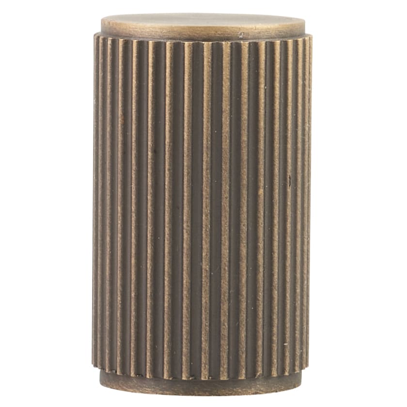Lines Cylinder Cabinet Knob - 18mm Diameter - Antique Brass - view 2