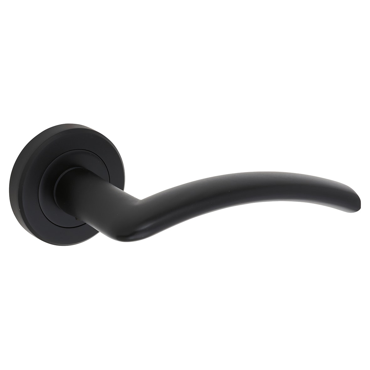 Brass Matt Black Door Handles on Round Rose - Trenta Range - view 2