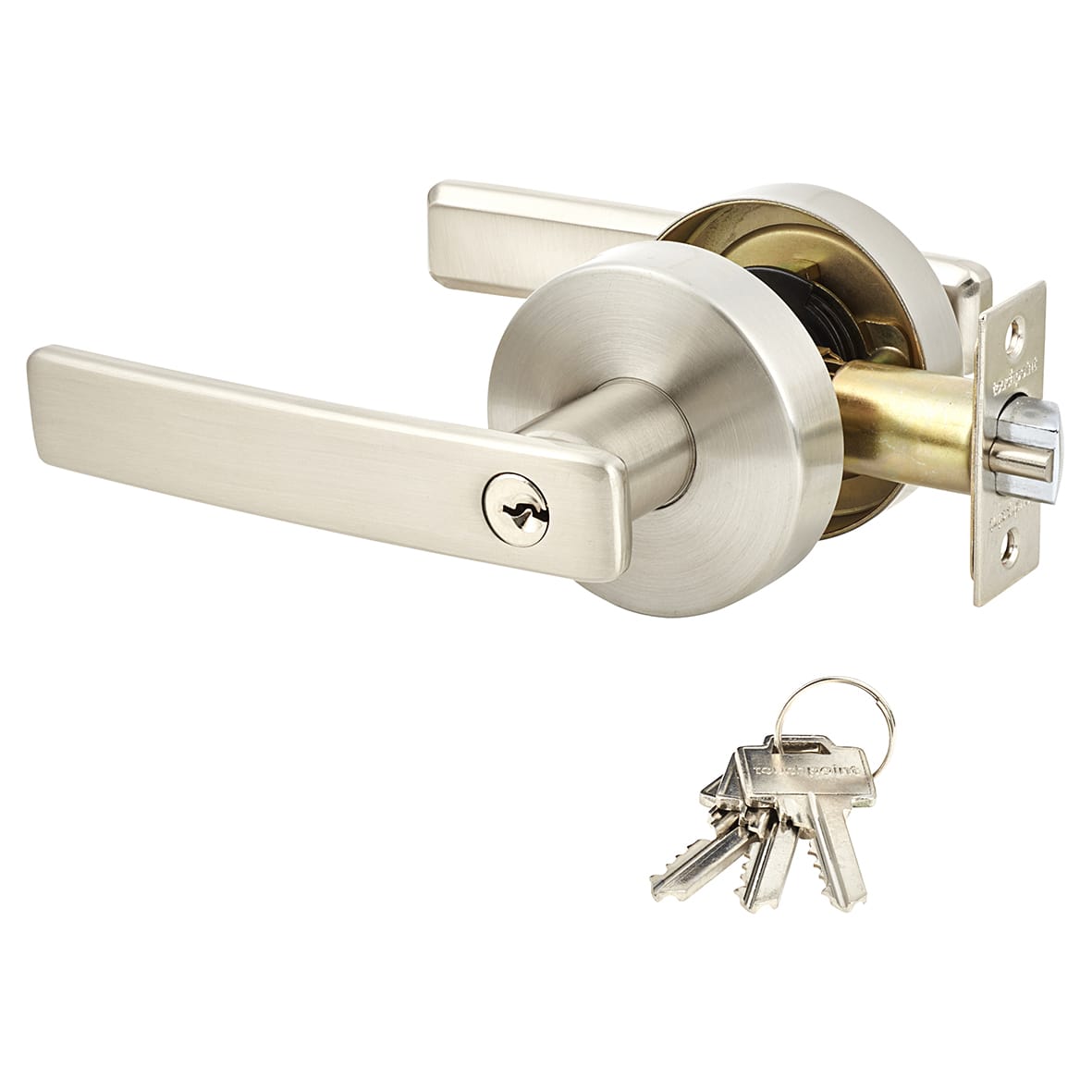 Satin Stainless Steel Straight Hotel Entrance Door Handles on Round Rose Set - view 2