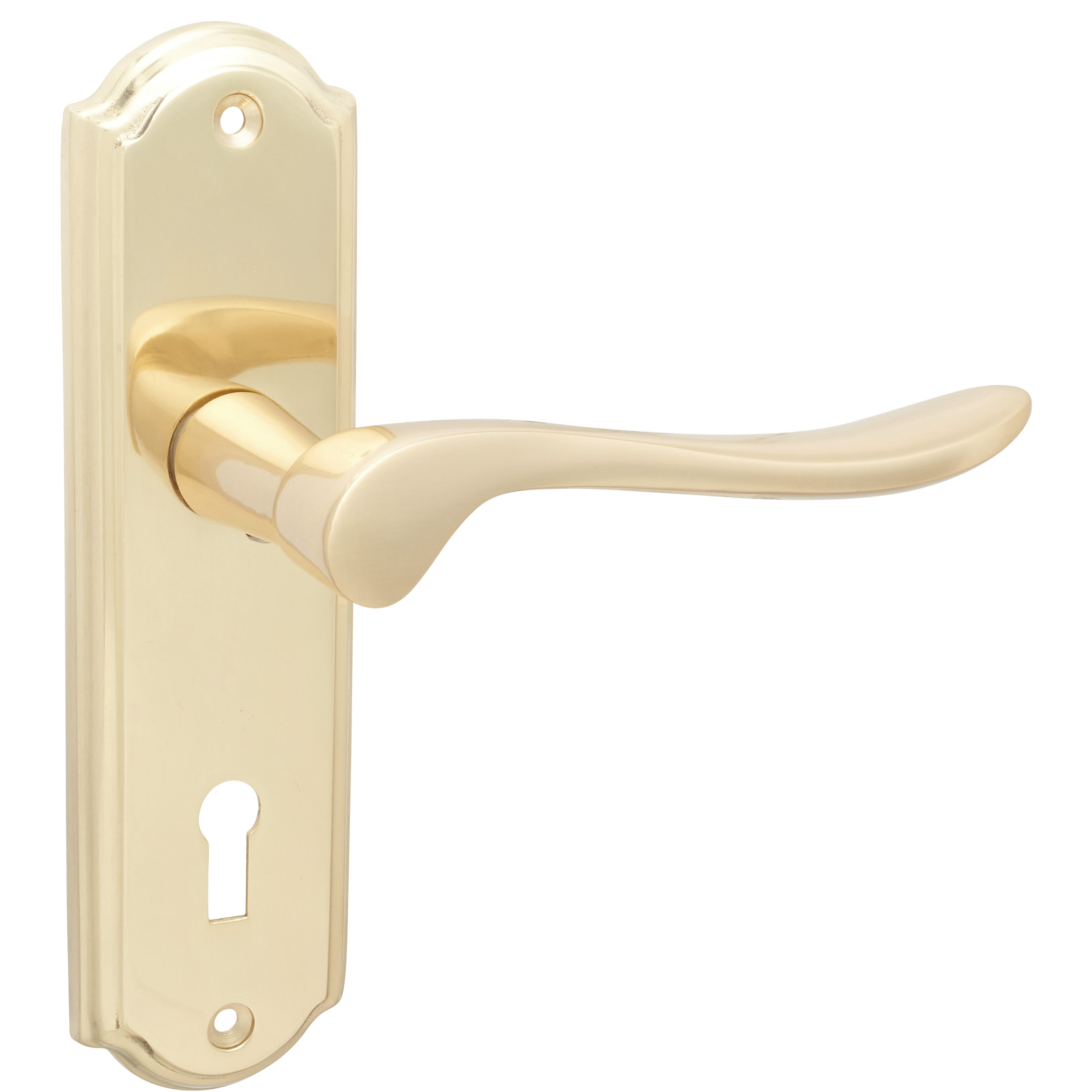 Polished Brass Scroll Keyhole Lock Door Handles - Turin Range - 170 x 46mm - view 4