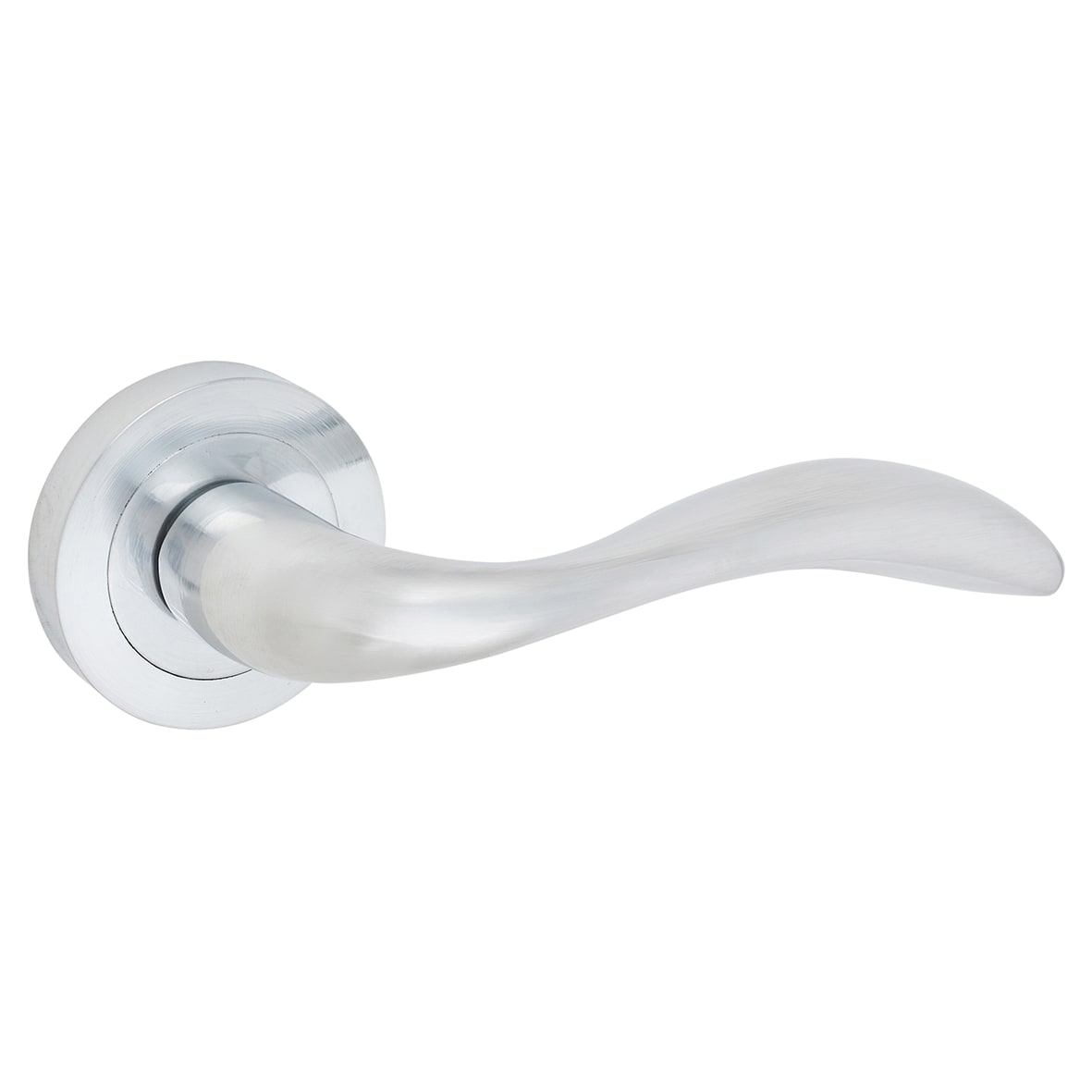 Satin Chrome Door Handles on Round Rose - Sussex Range - view 3