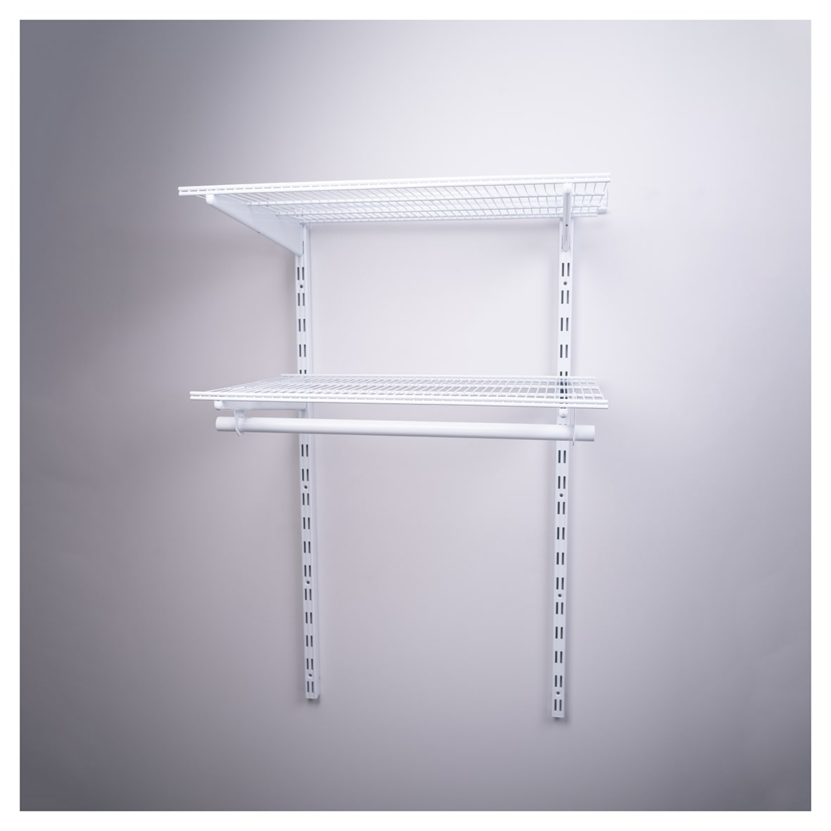 Wardrobe Kit - 1 Bay & 2 x Ventilated Wire Shelf - White - view 2