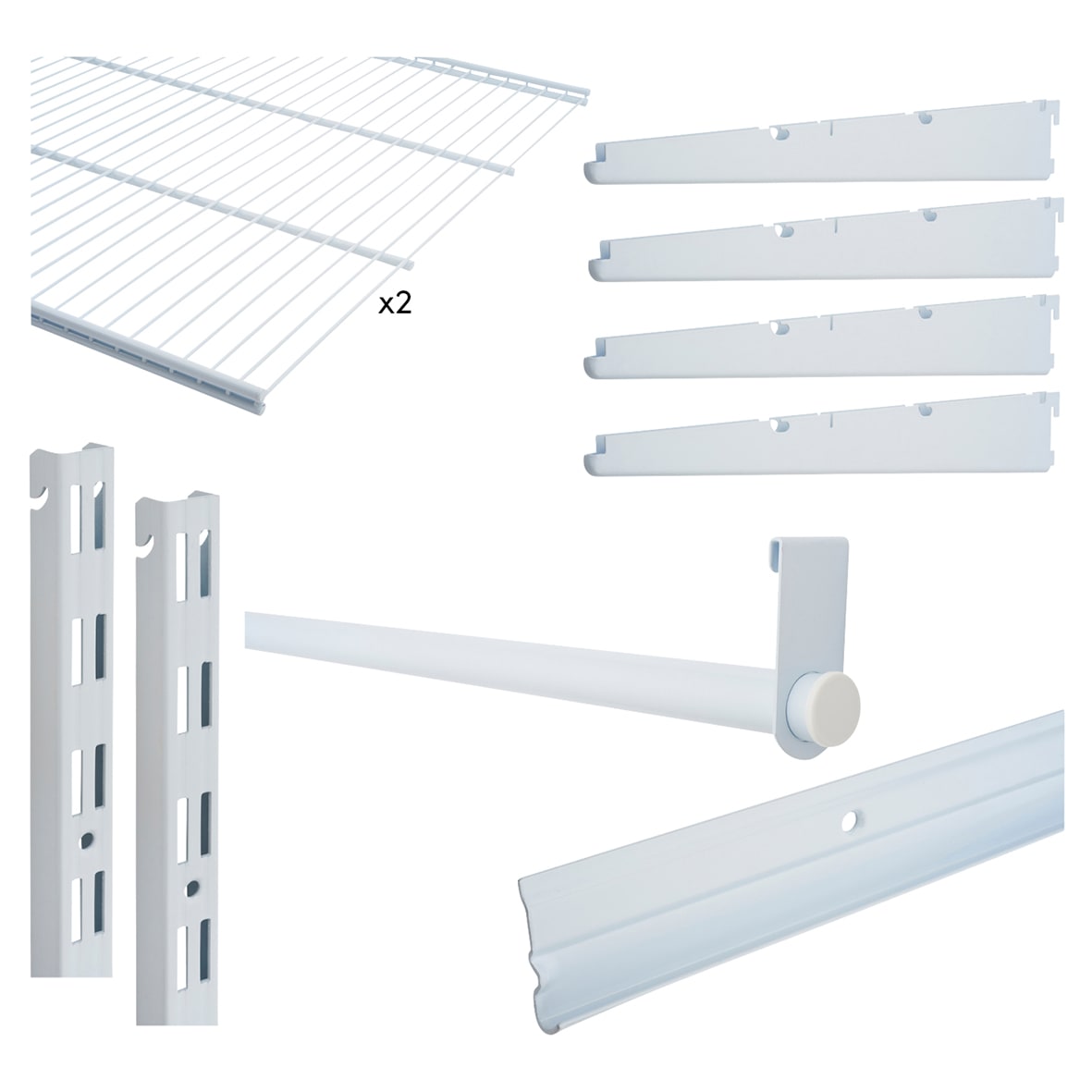 Wardrobe Kit - 1 Bay & 2 x Ventilated Wire Shelf - White - view 3