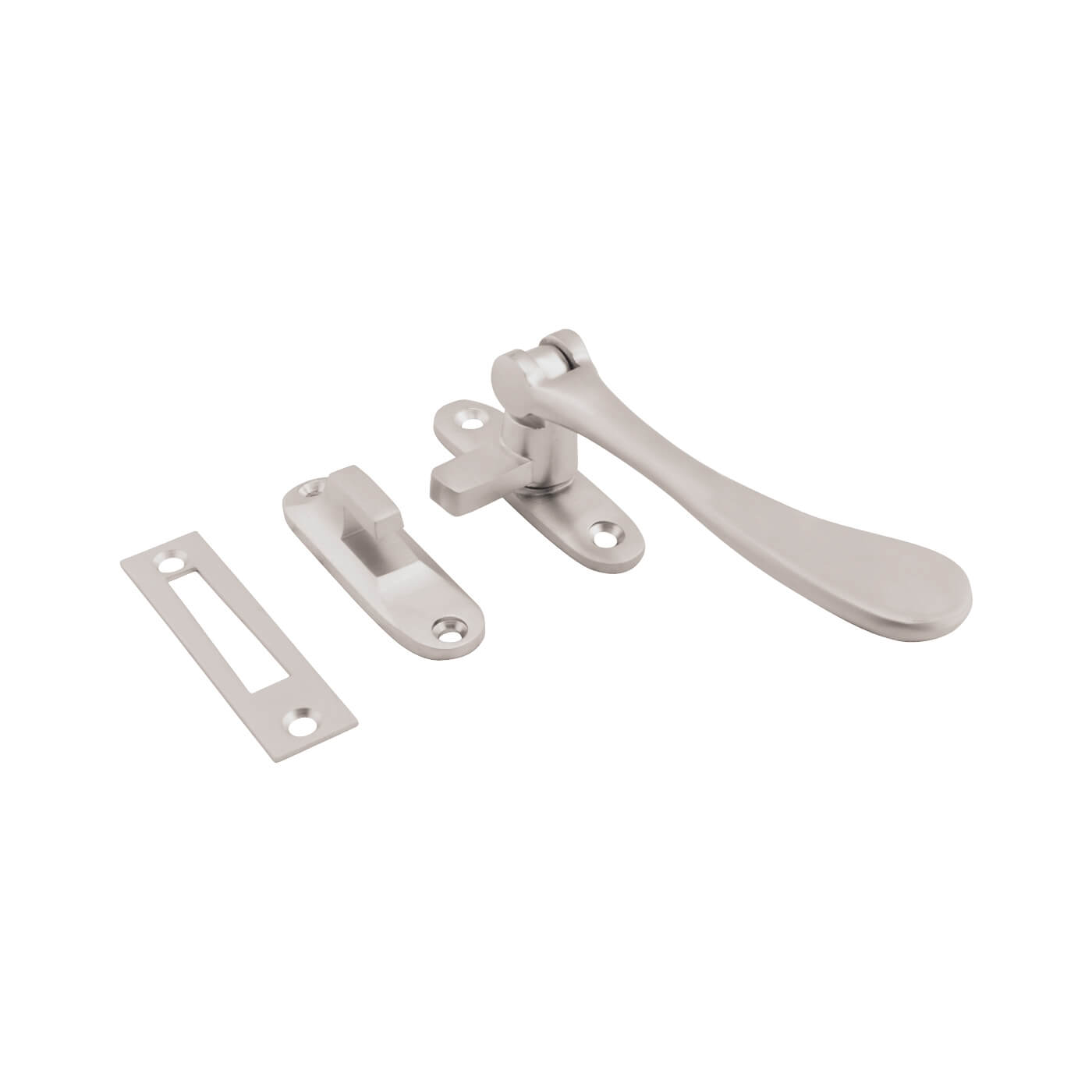 Cast Victorian Mortice & Hook Plate Casement Window Fastener - Reversible - Satin Chrome - view 2