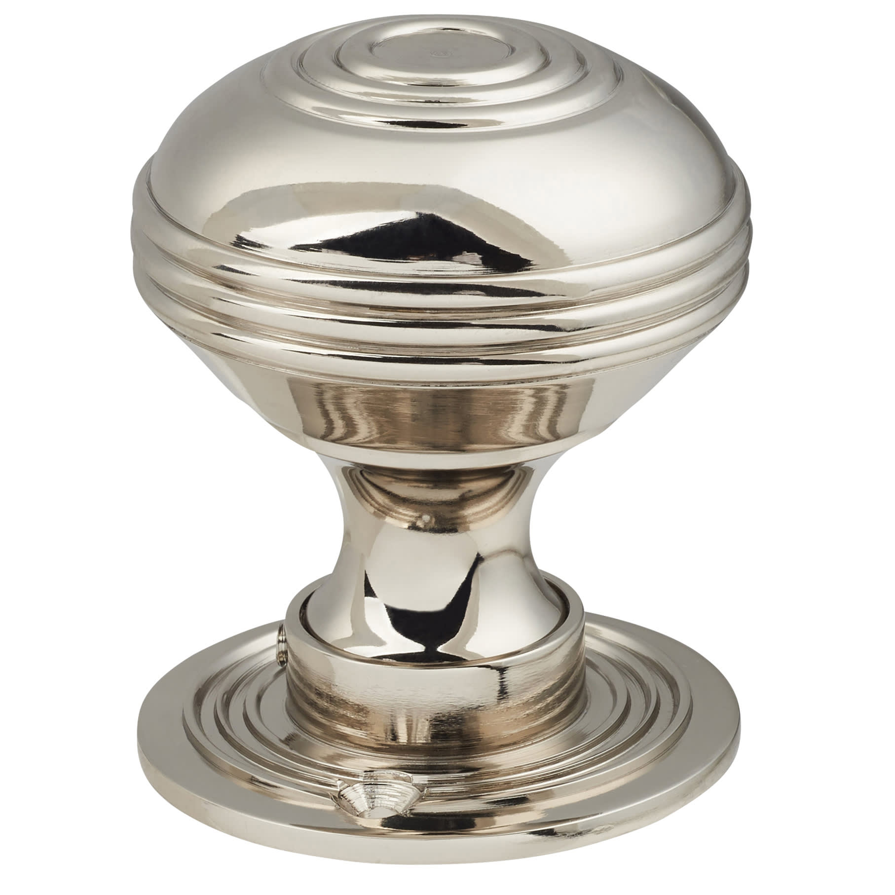 Polished Nickel Georgian Ringed Mortice/Rim Door Knob - 50mm Rose Diameter - view 2
