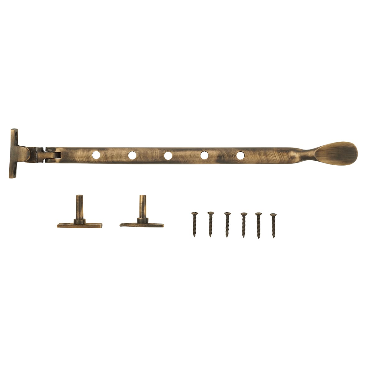 Cast Victorian Casement Window Stay - 12"/300mm Length - Antique Brass - view 4