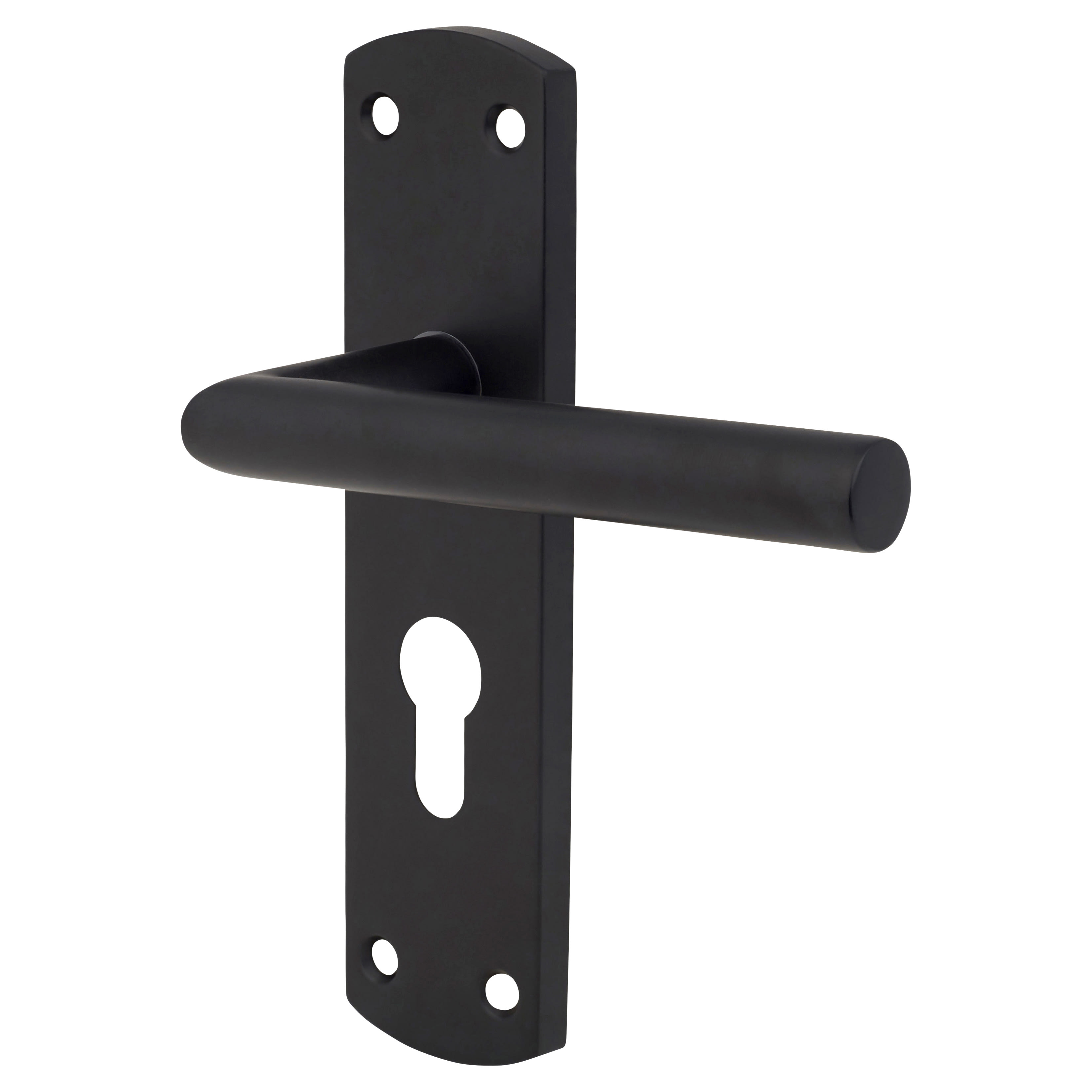 Matt Black Mitred Euro Lock Door Handles - 172 x 44mm - view 2
