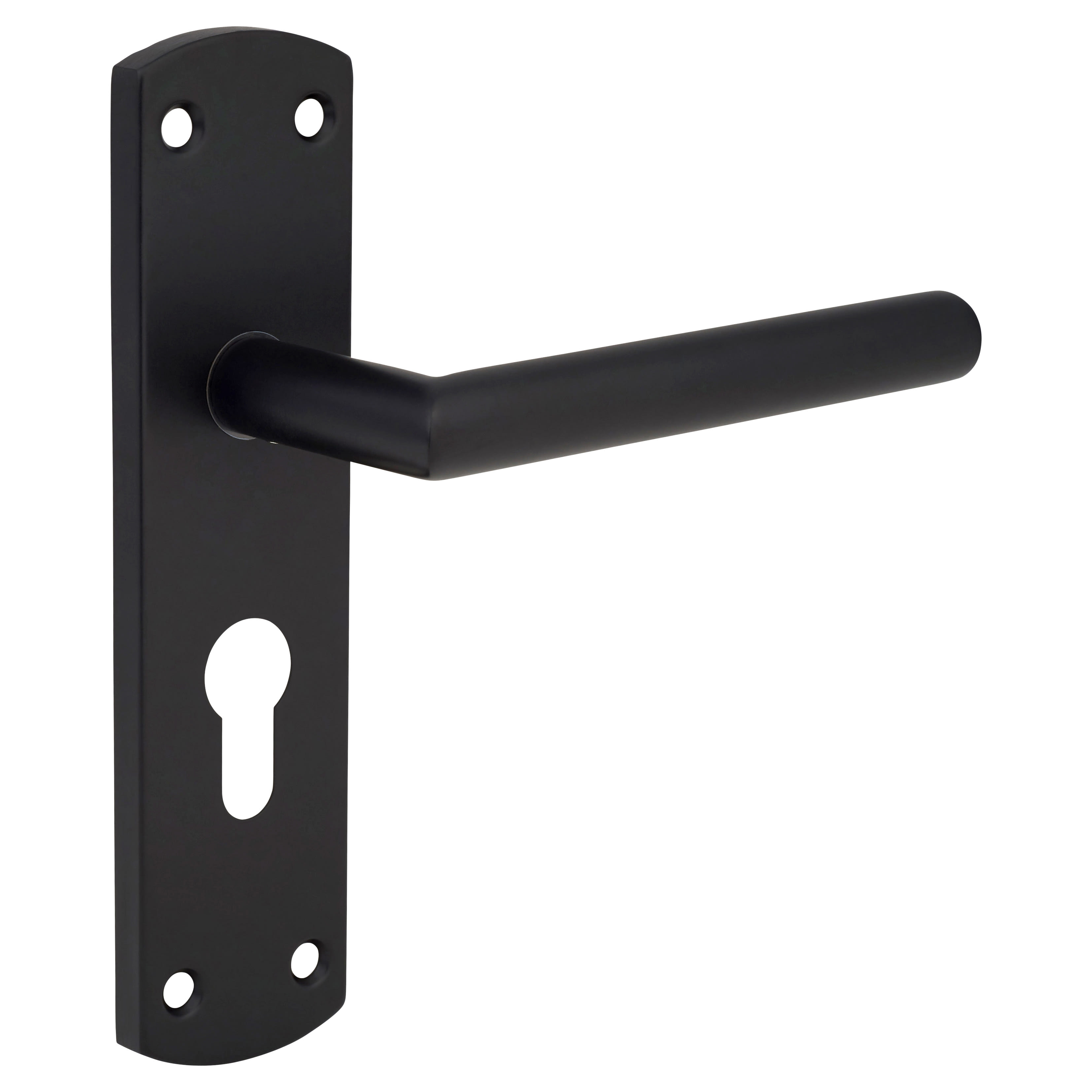 Matt Black Mitred Euro Lock Door Handles - 172 x 44mm - view 3