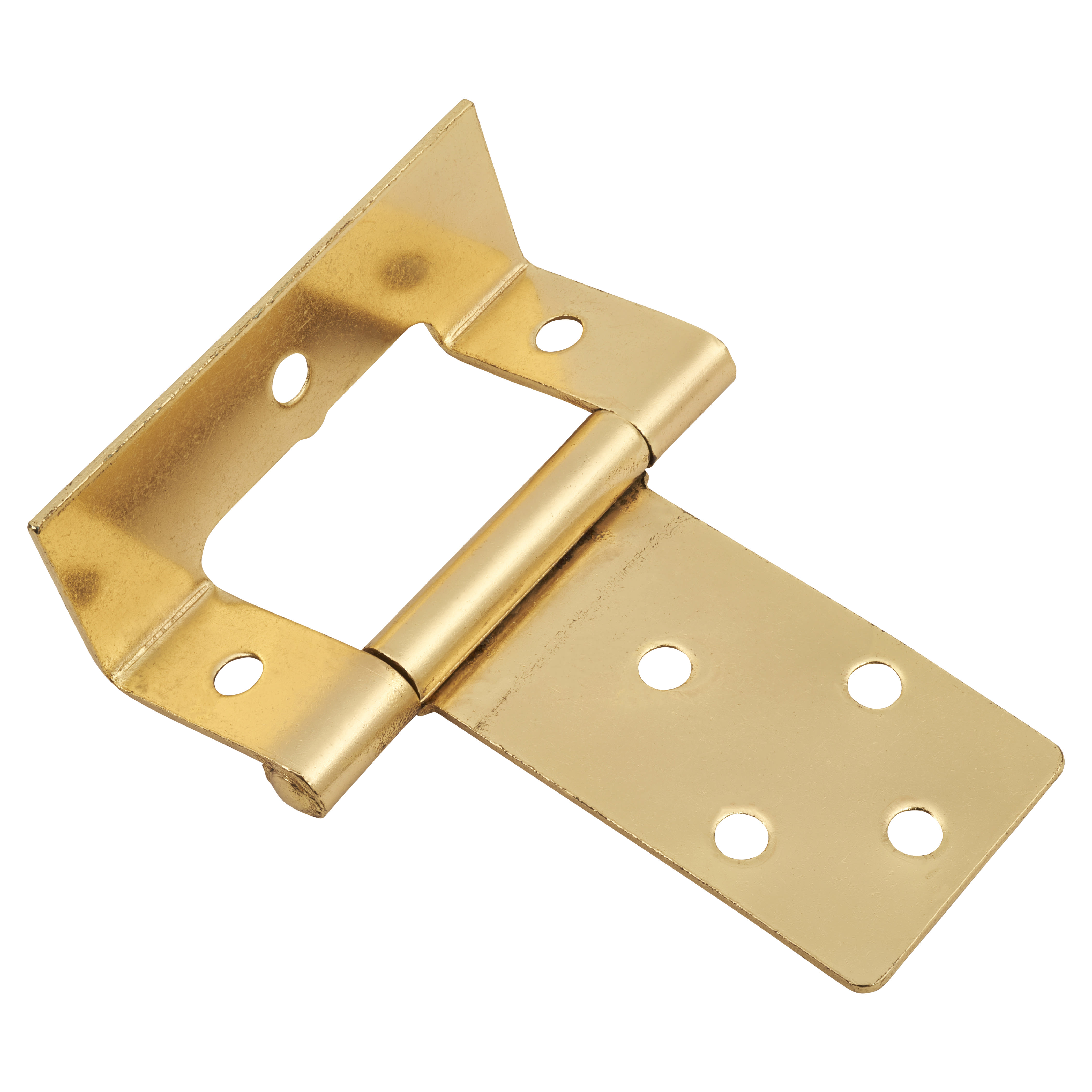 Cranked Type 1 Flush Cabinet Hinge - 51 x 16 x 1mm - Polished Brass - Pack of 5 Pairs - view 3