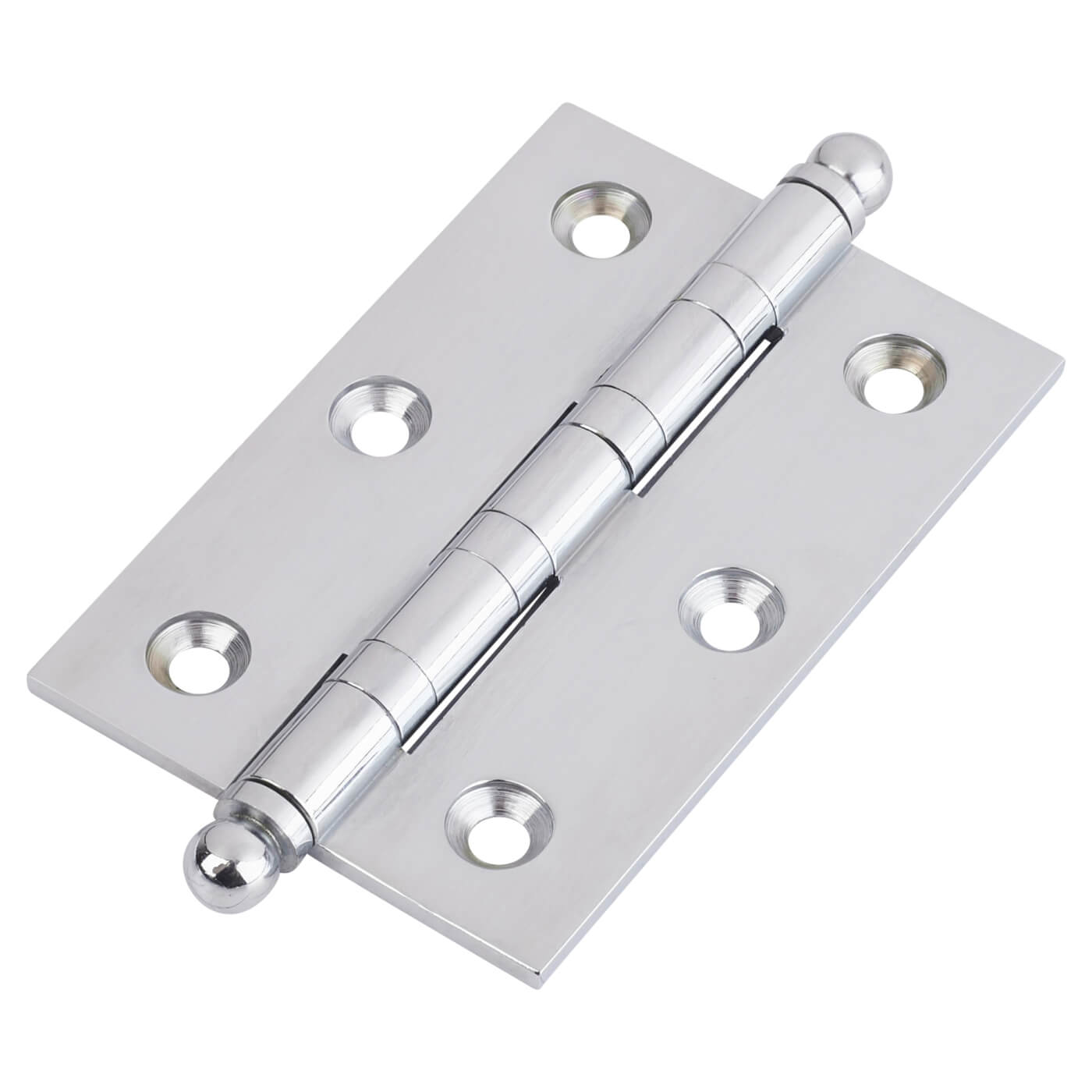 Ball Tip Washered Butt Door Hinge - 75 x 50 x 2.5mm - Polished Chrome - Pair - view 2