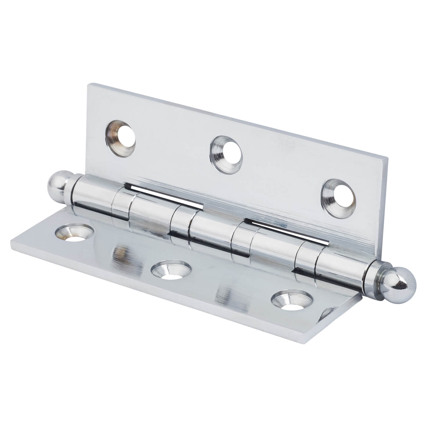 Ball Tip Washered Butt Door Hinge - 75 x 50 x 2.5mm - Polished Chrome - Pair - view 3