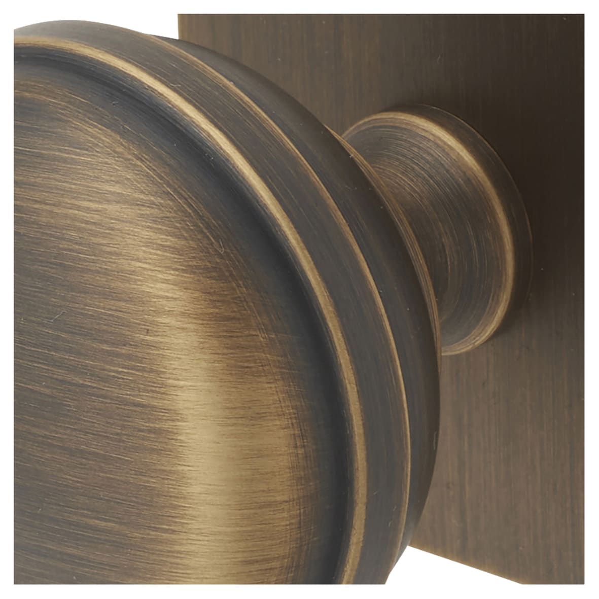 Quantock Cabinet Knob on Square Backplate - 34mm Diameter - Antique Brass - view 7