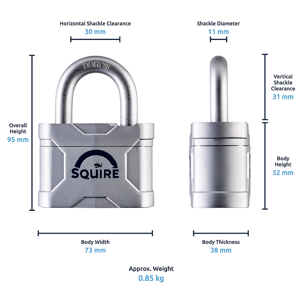 MERCURY 60 High Security Padlock - 60mm Body - 30.2 x 30mm Shackle - Silver - view 4