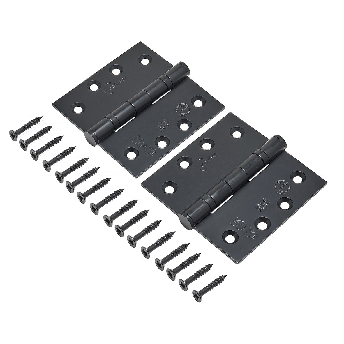 Ball Bearing Grade 13 Butt Fire Door Hinge - 102 x 102 x 3mm - Matt Black - Pair - view 2