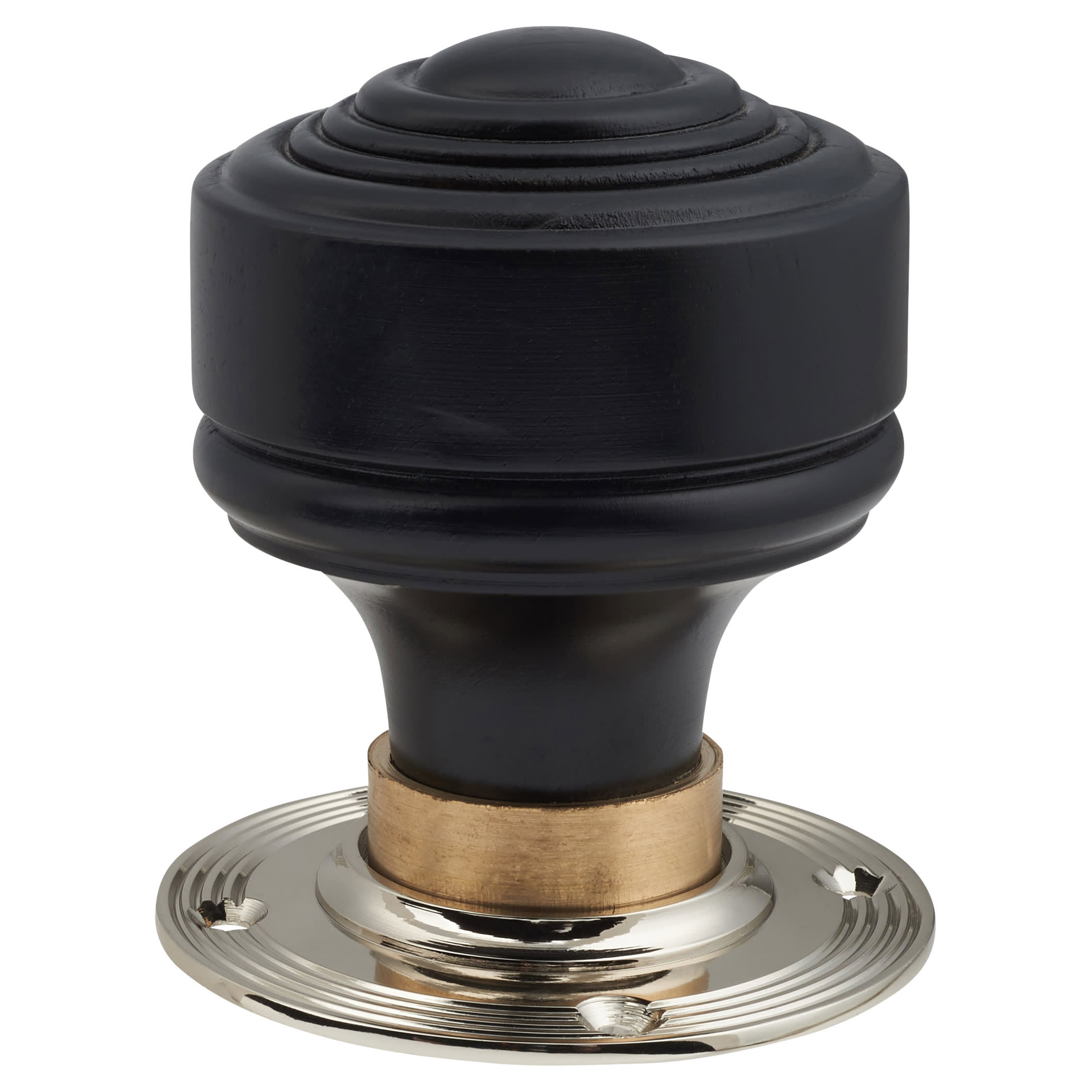 Ebony Knob & Chrome Rose Edwardian Stepped Mortice/Rim Door Knob - 60mm Rose Diameter - view 2