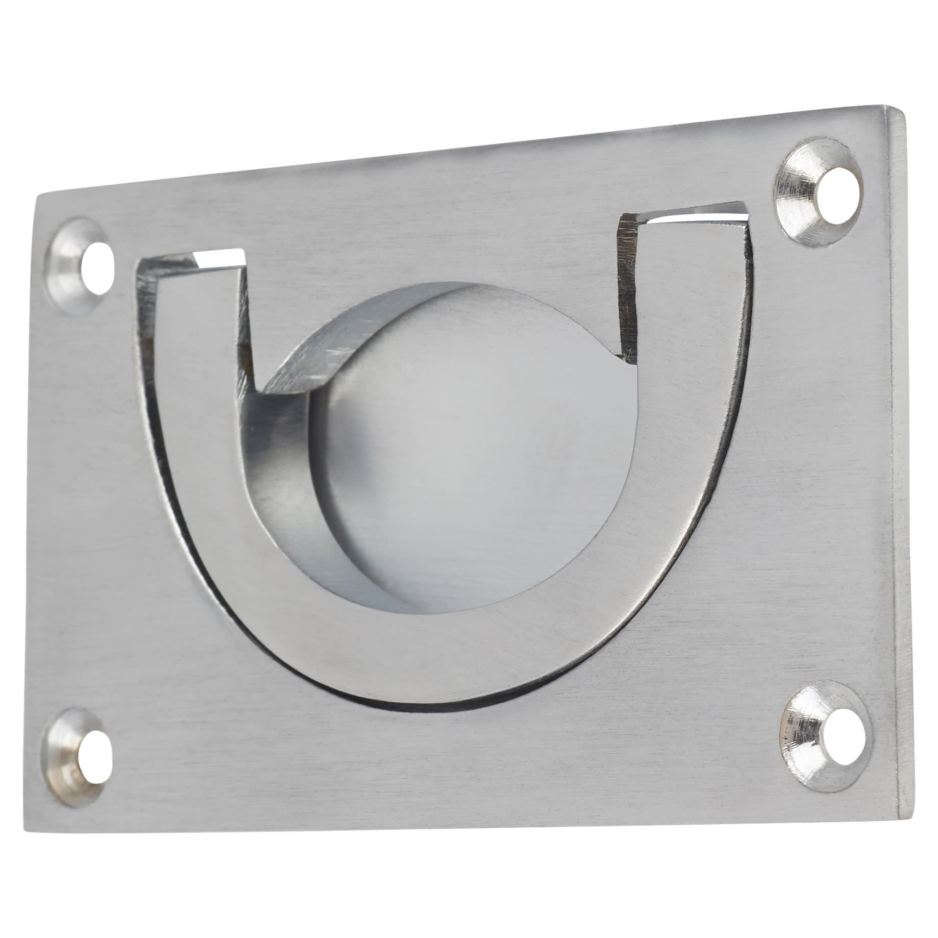 Flush Chest Drawer Cabinet Pull Handle - 75 x 45mm - Satin Chrome - view 2