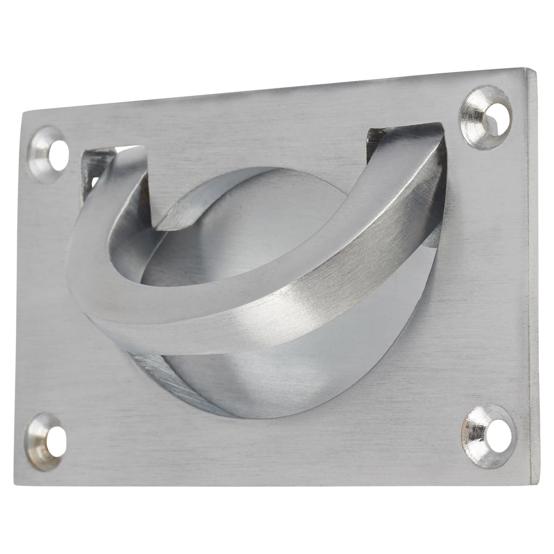 Flush Chest Drawer Cabinet Pull Handle - 75 x 45mm - Satin Chrome - view 3