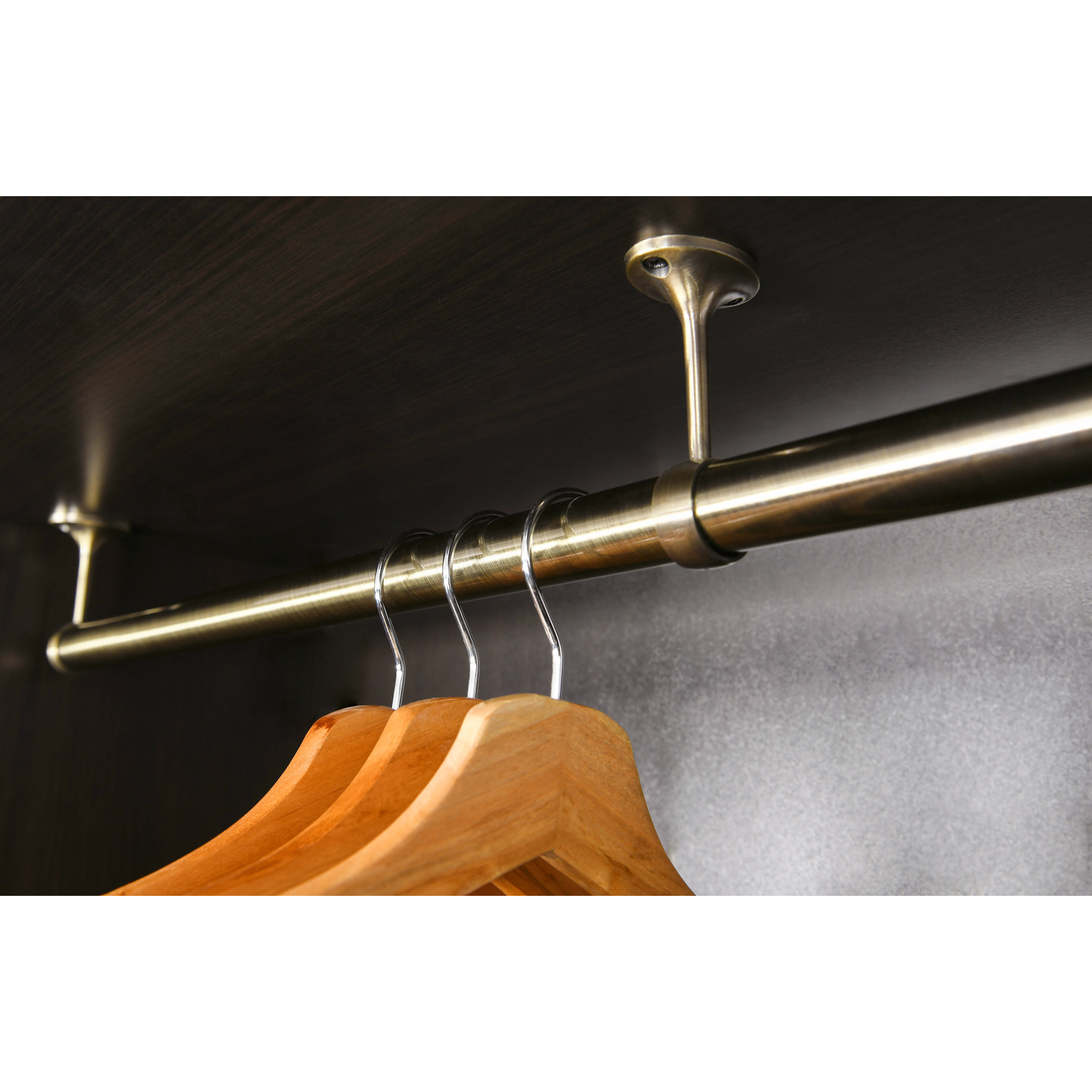 25mm Curtain Pole / Wardrobe Hanging Rail - 1829mm Length - Antique Brass - view 3