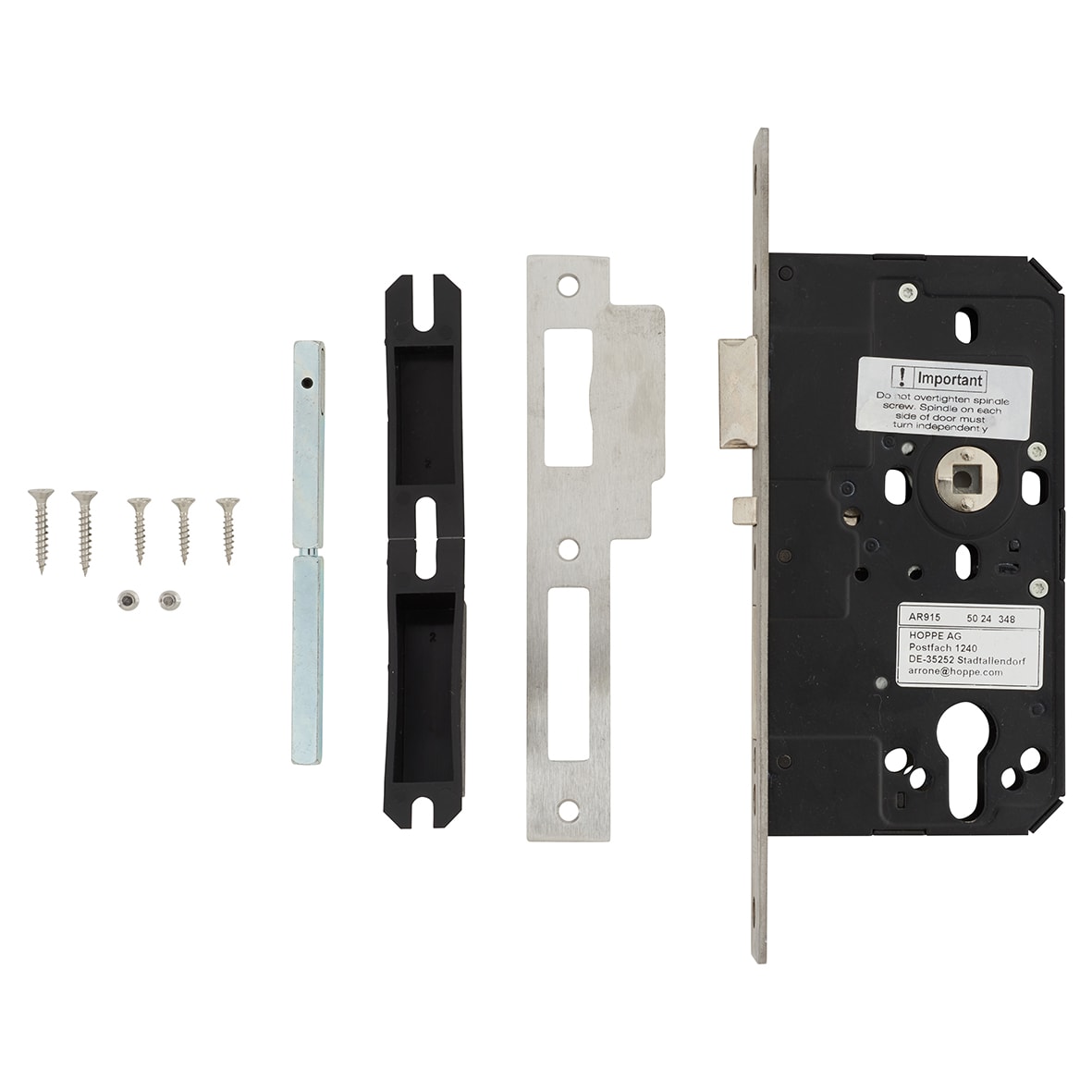 DIN Escape Sashlock - 88mm Case - 60mm Backset - Square - Satin Stainless Steel - view 2