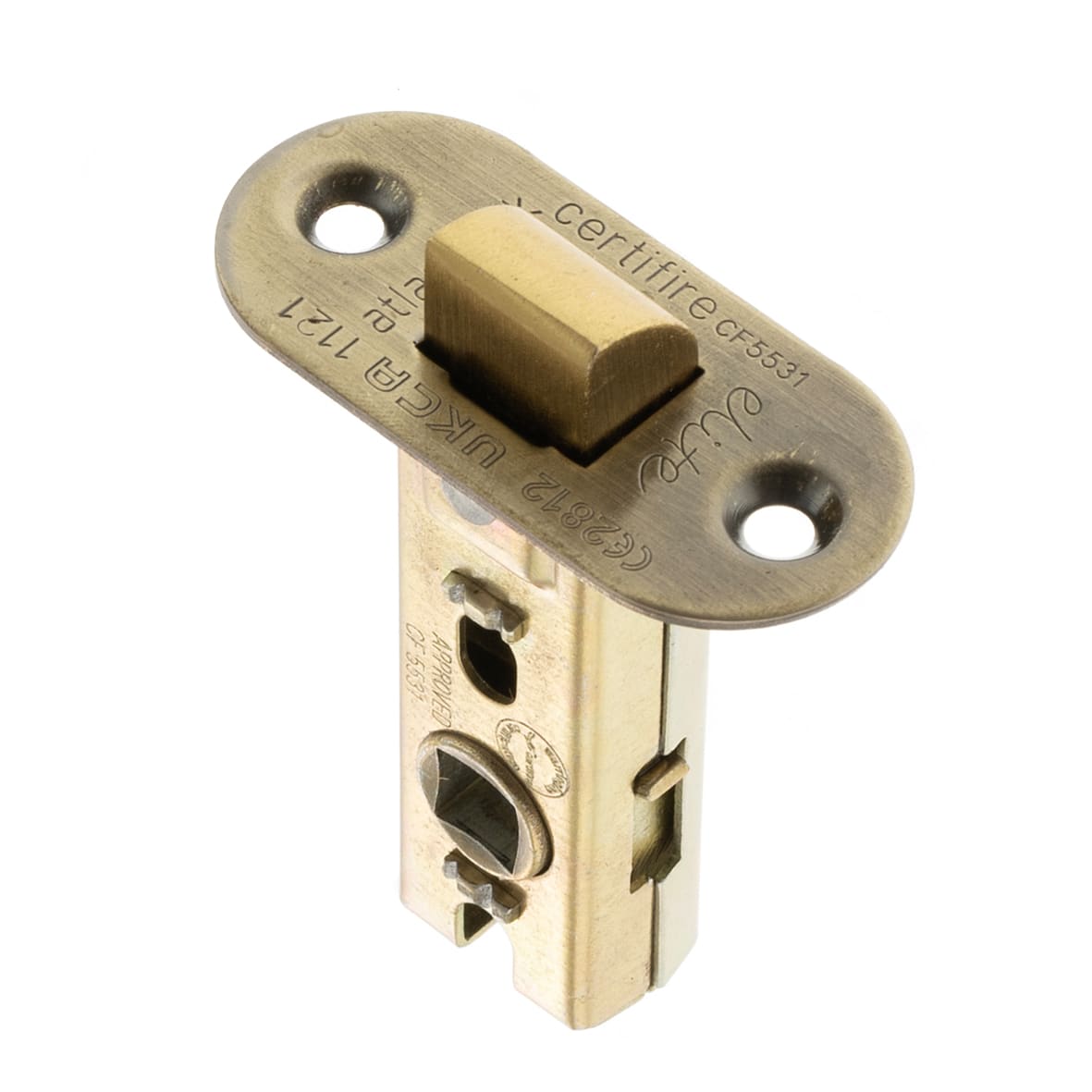 Fire-Rated Tubular Latch - 63mm Case - 45mm Backset - Radius - Antique Brass - view 2