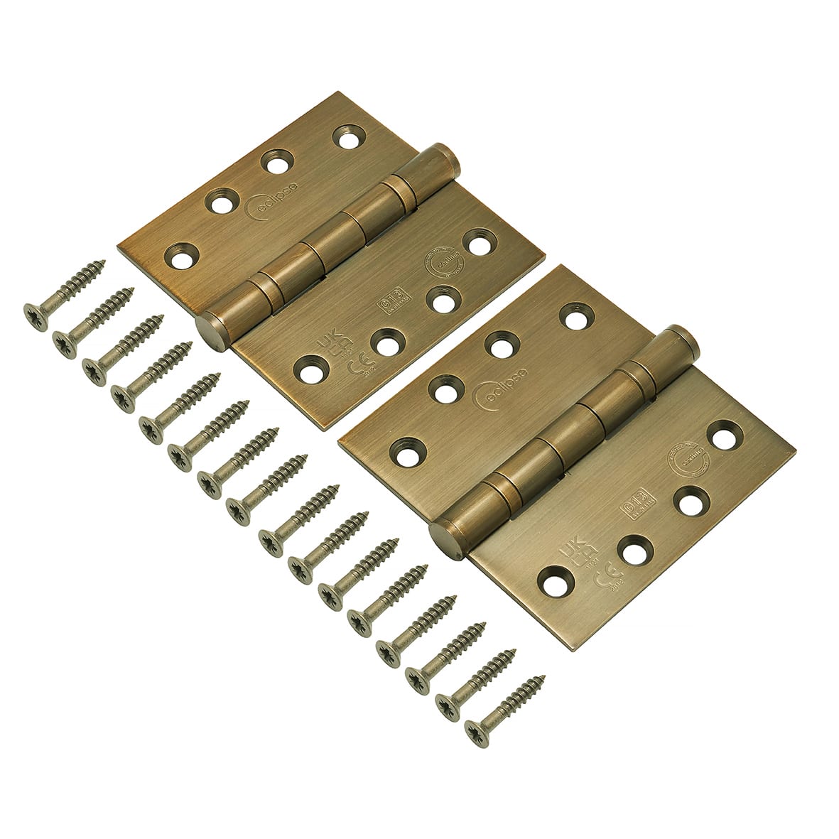 Ball Bearing Grade 13 Butt Fire Door Hinge - 102 x 102 x 3mm - Matt Antique Brass - Pair - view 2