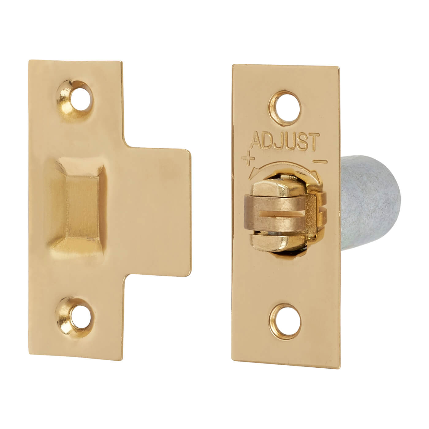 Original British Pattern Roller Catch - 23 x 59mm Faceplate - Polished Brass - view 2