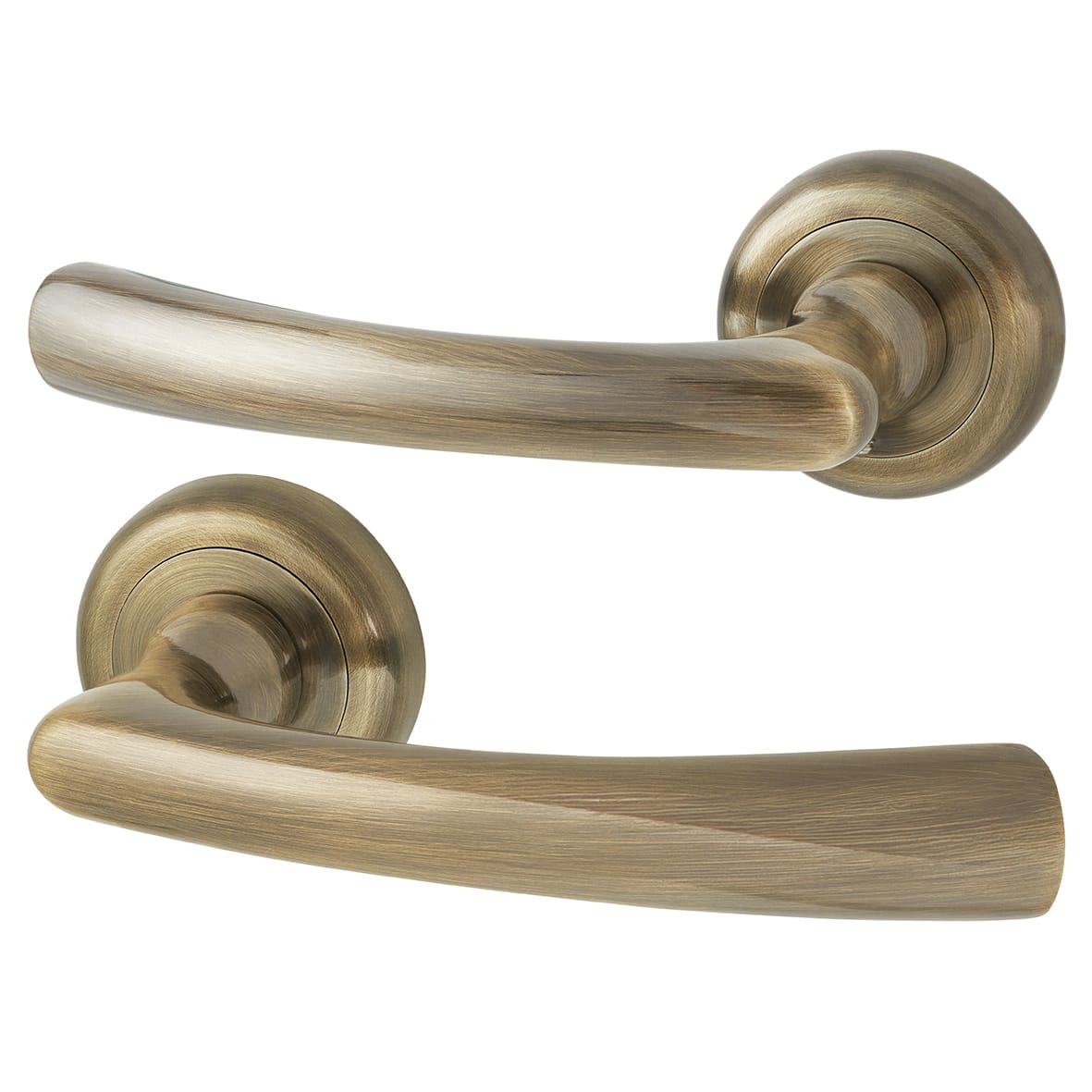 Antique Brass 3 Lever Sashlock Door Handles on Rose Pack - Rochester Range - view 2