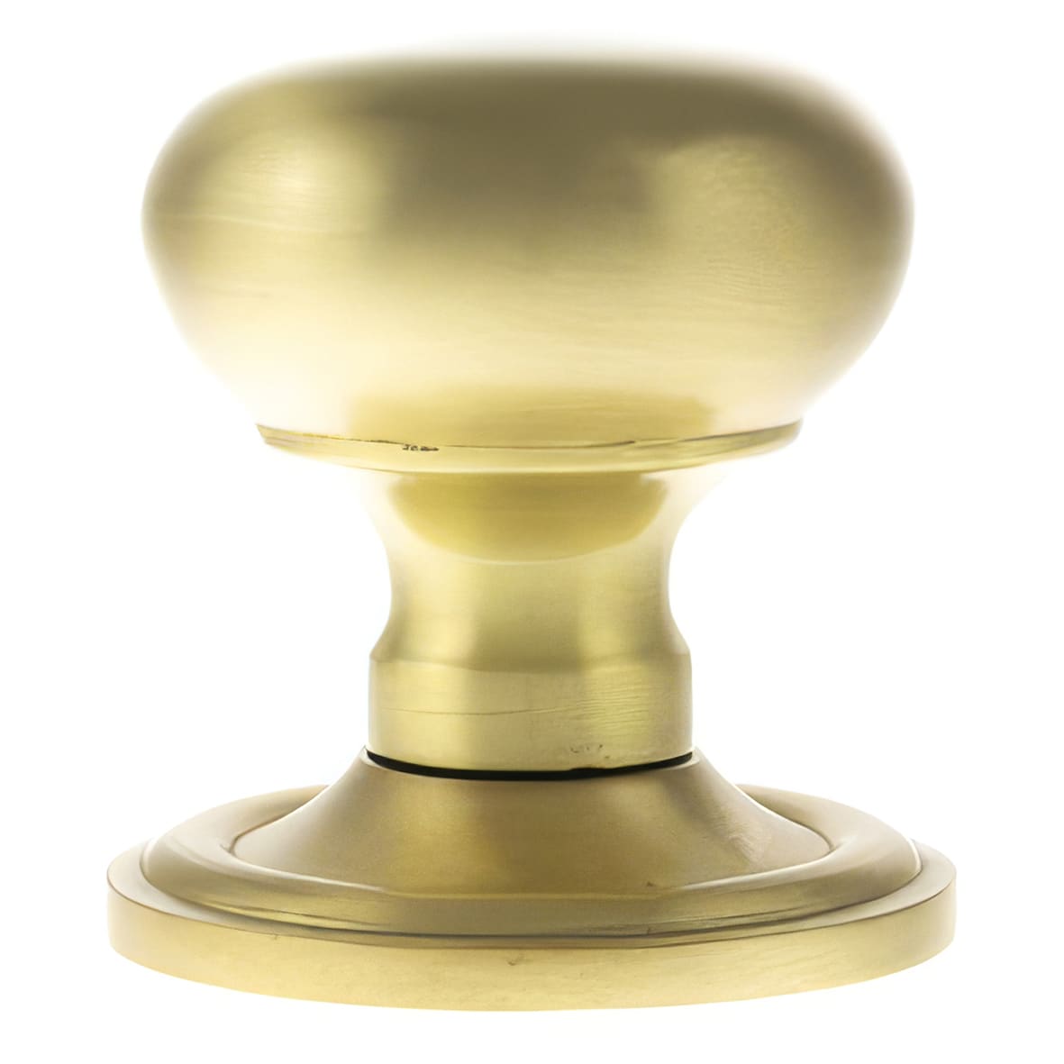 Old English Harrogate Mushroom Mortice Door Knob - 65mm Rose Diameter - Satin Brass - view 2