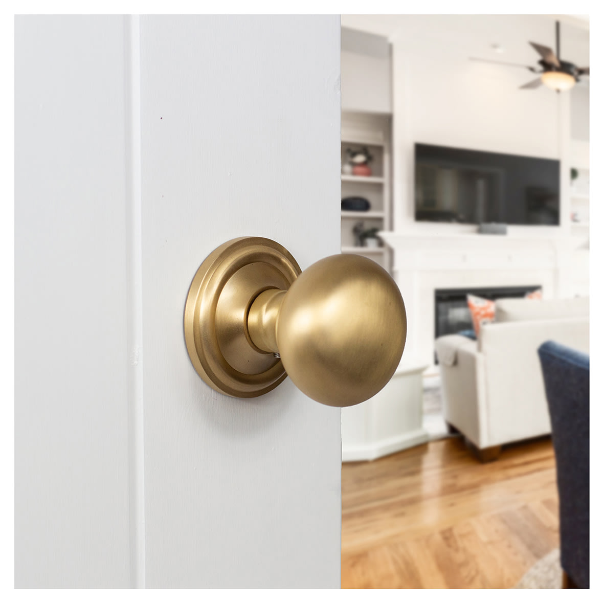 Old English Harrogate Mushroom Mortice Door Knob - 65mm Rose Diameter - Satin Brass - view 3