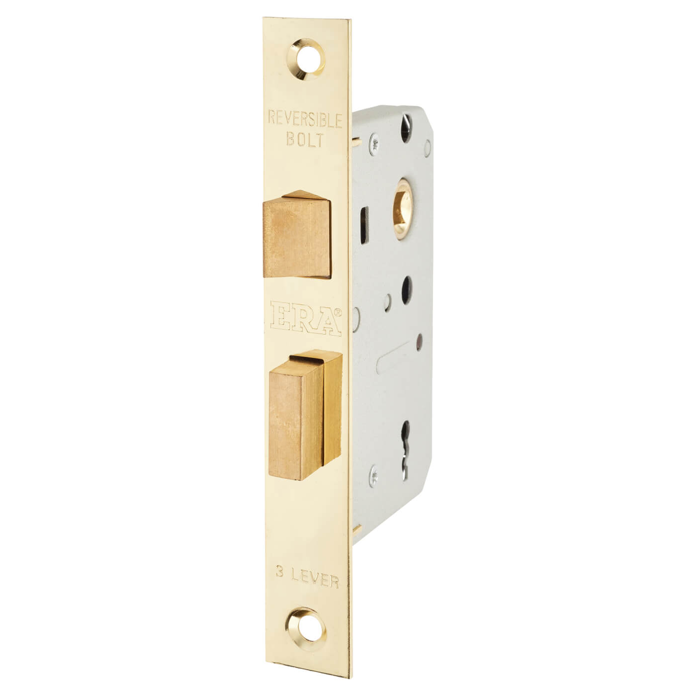 3 Lever Sashlock - 64mm Case - 44mm Backset - Polished Brass - view 2