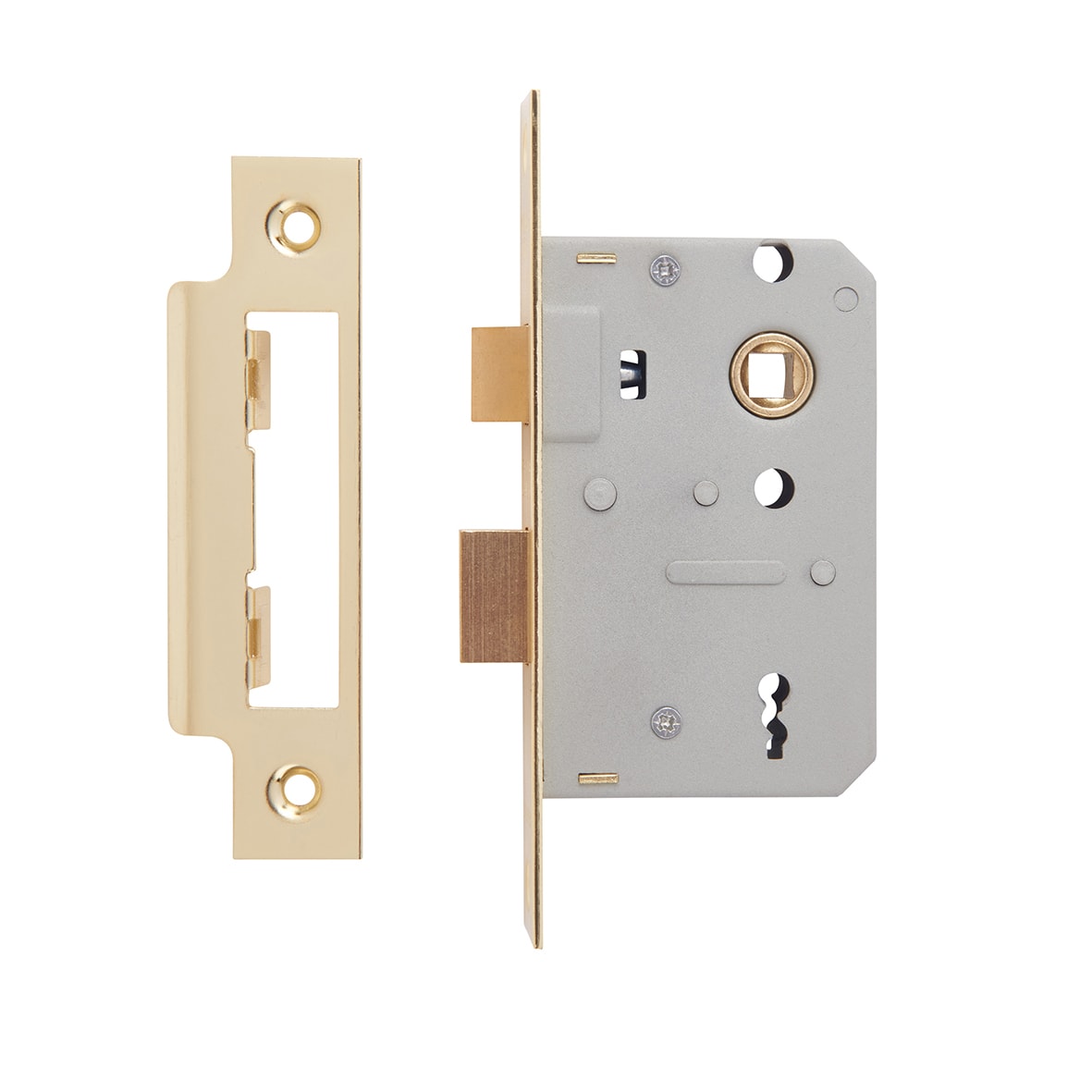 3 Lever Sashlock - 64mm Case - 44mm Backset - Polished Brass - view 3