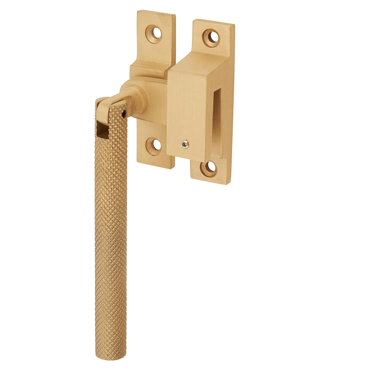Willow Knurled Locking Mortice & Hook Plate Window Fastener - Reversible - Satin Brass - view 2
