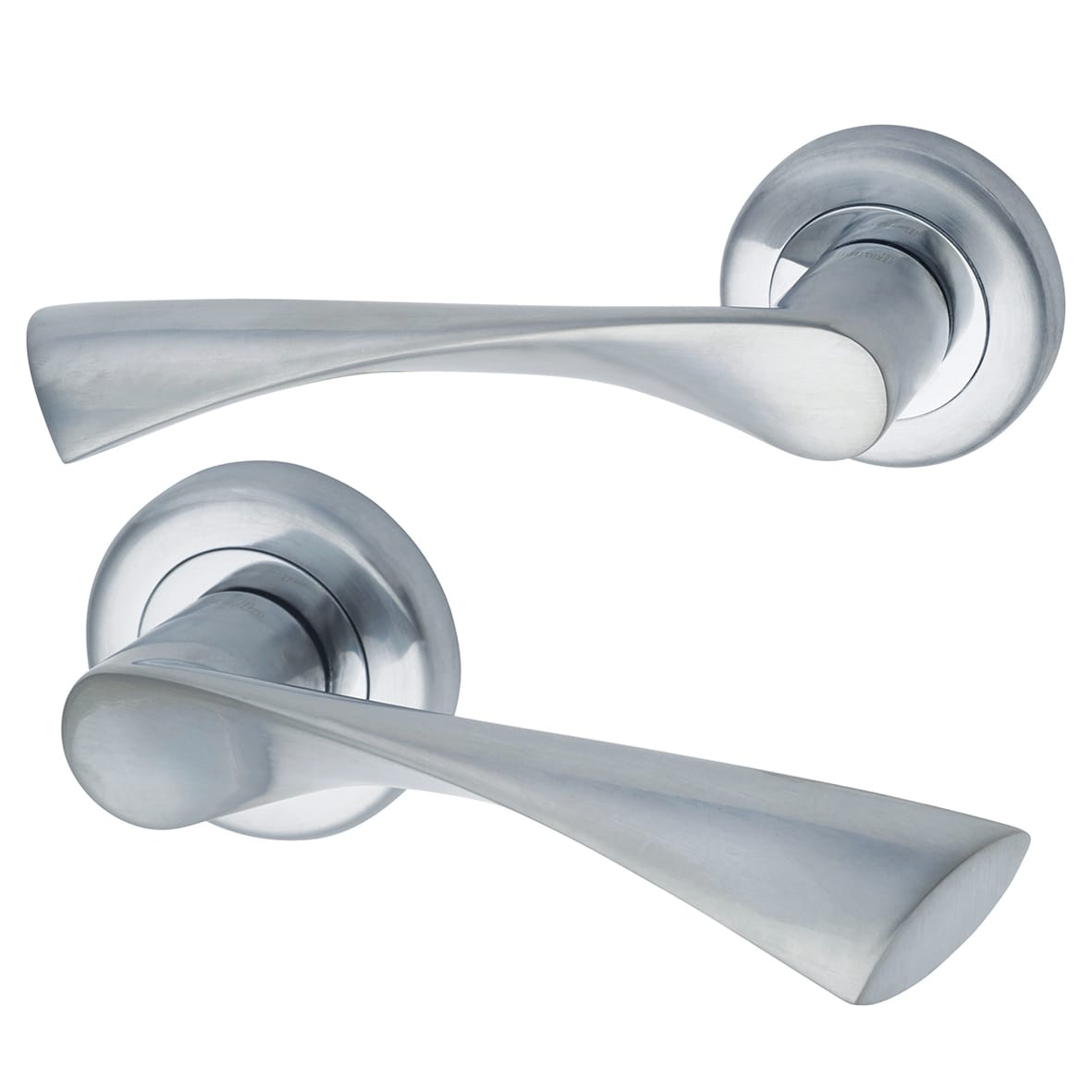 Polished/Satin Chrome Bathroom Lock Door Handles on Rose Pack - Knightsbridge Range - view 2