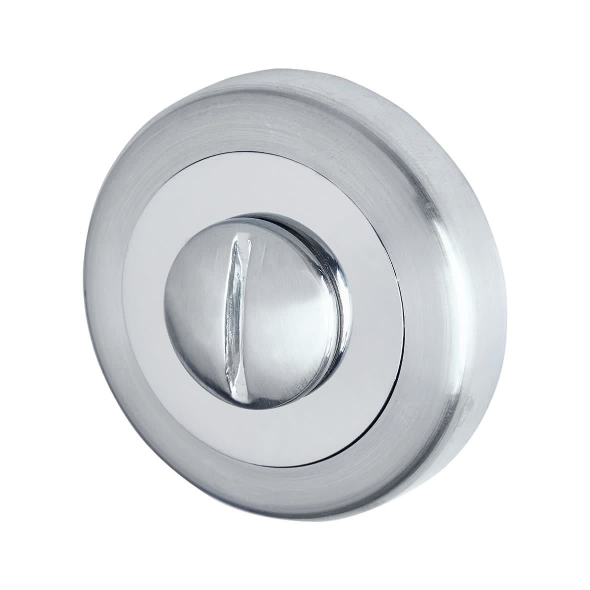 Polished/Satin Chrome Bathroom Lock Door Handles on Rose Pack - Knightsbridge Range - view 6