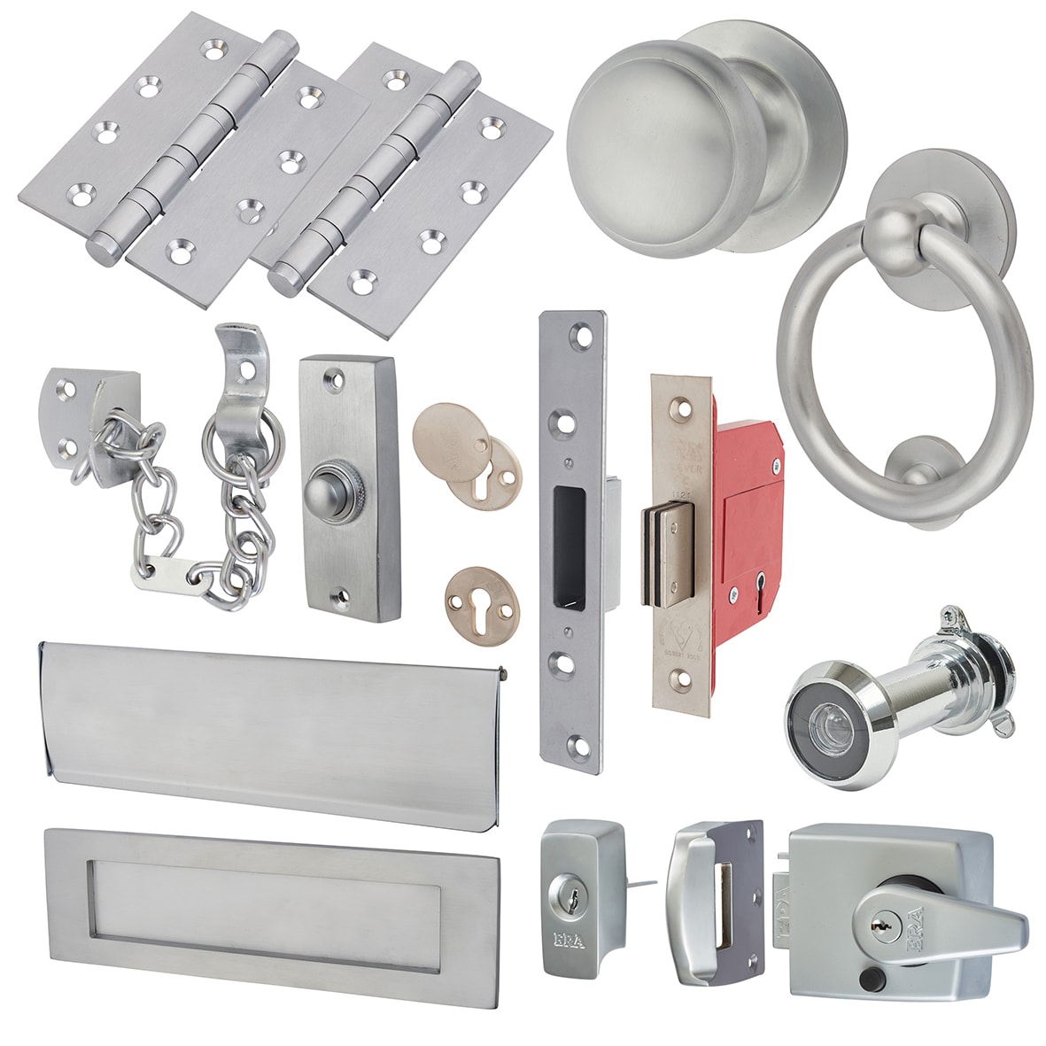 Front Door Furniture Kit - Satin Chrome - view 2