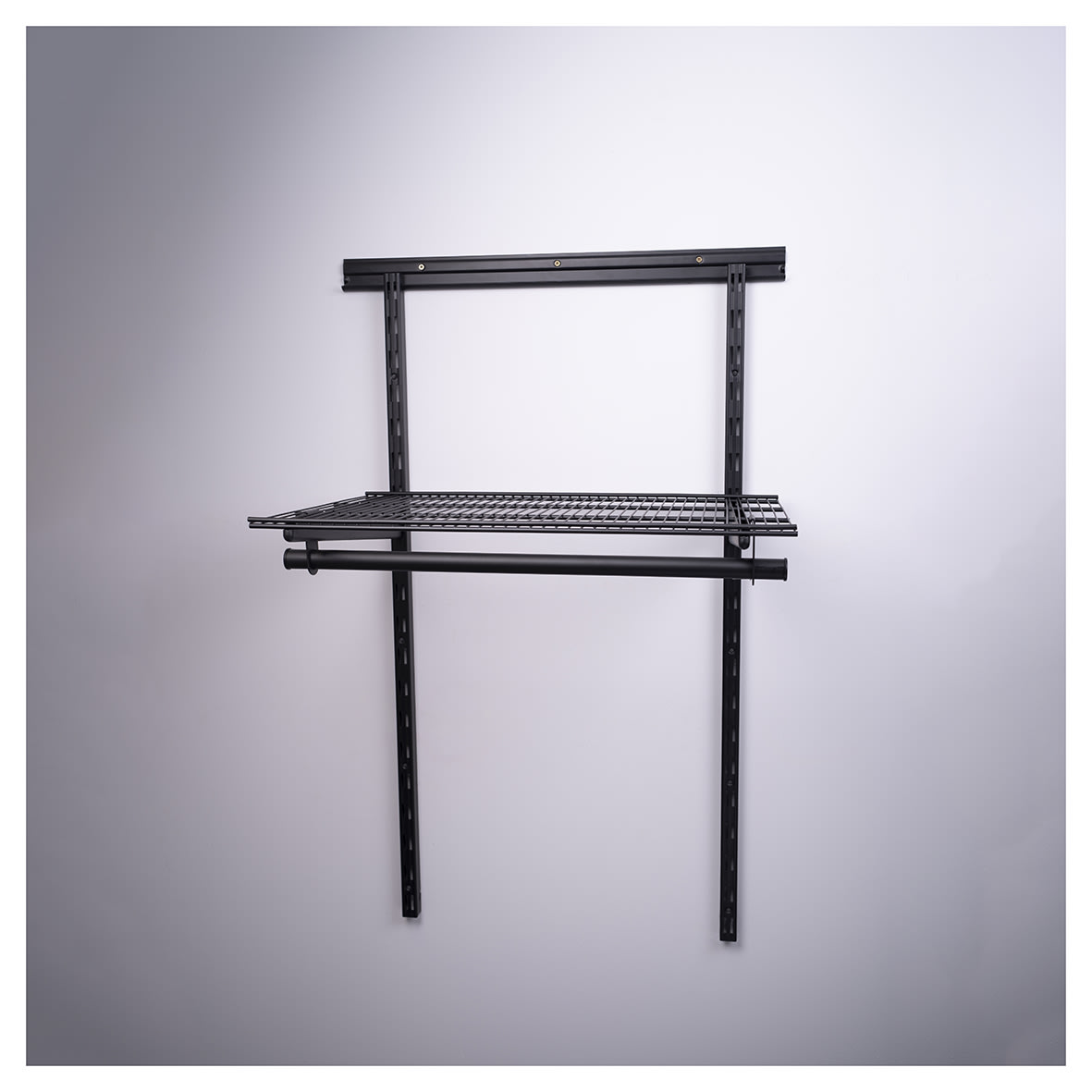 Wardrobe Kit - 1 Bay & 1 x Ventilated Wire Shelf - Black - view 2