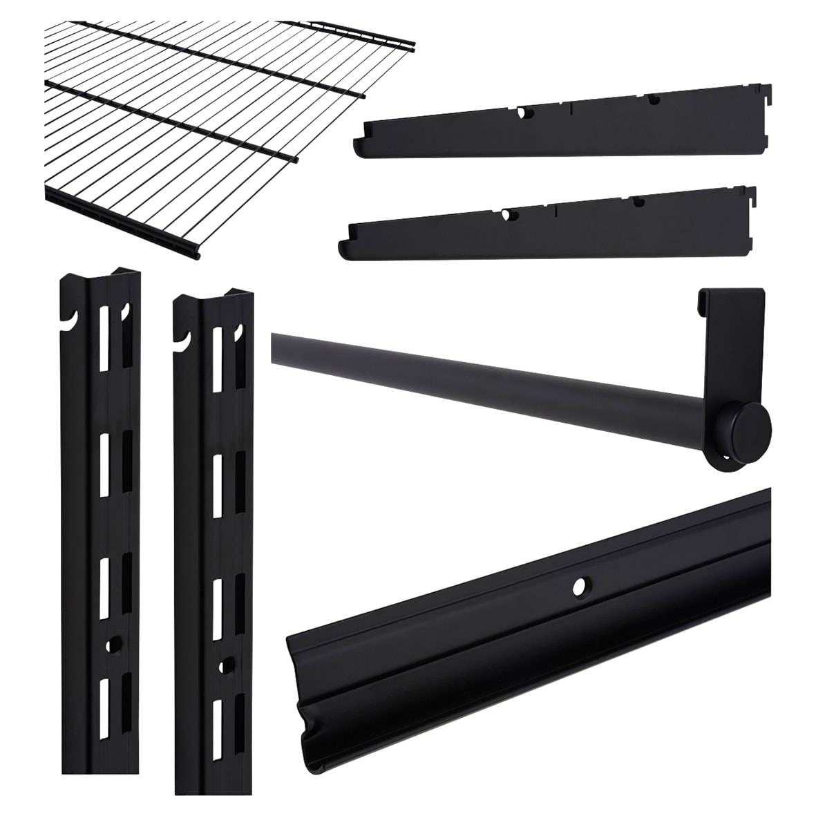 Wardrobe Kit - 1 Bay & 1 x Ventilated Wire Shelf - Black - view 3
